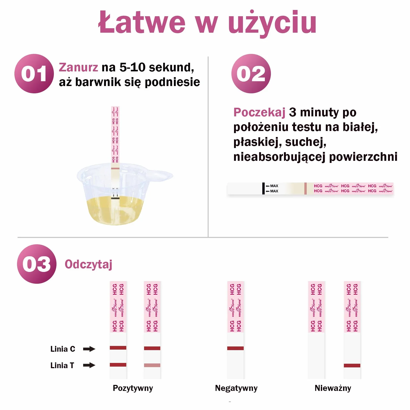 Easy@Home test ciążowy 10 mIU/ml z aplikacją Premom