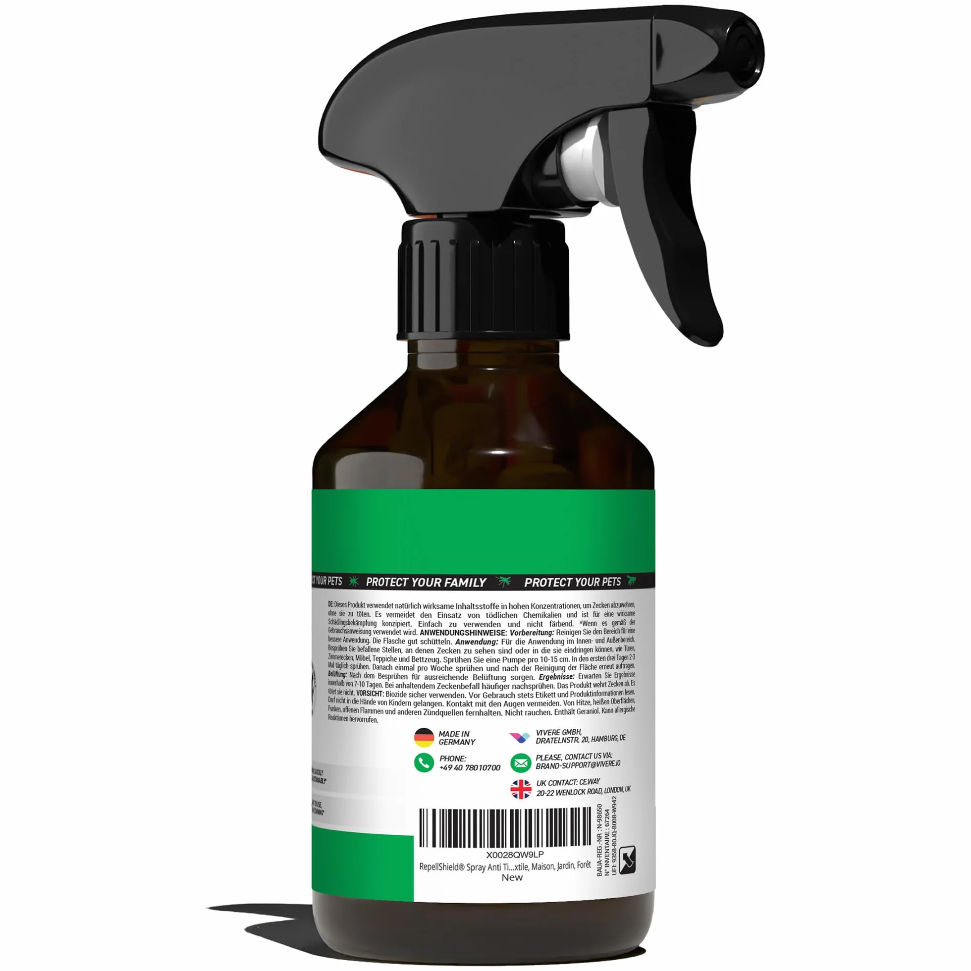 RepellShield Natural Tick Protection - 250ml - Przyjazny dla skóry spray na kleszcze jako bariera ochronna dla ludzi, spray na owady do ciała i środek odstraszający kleszcze dla kotów i psów