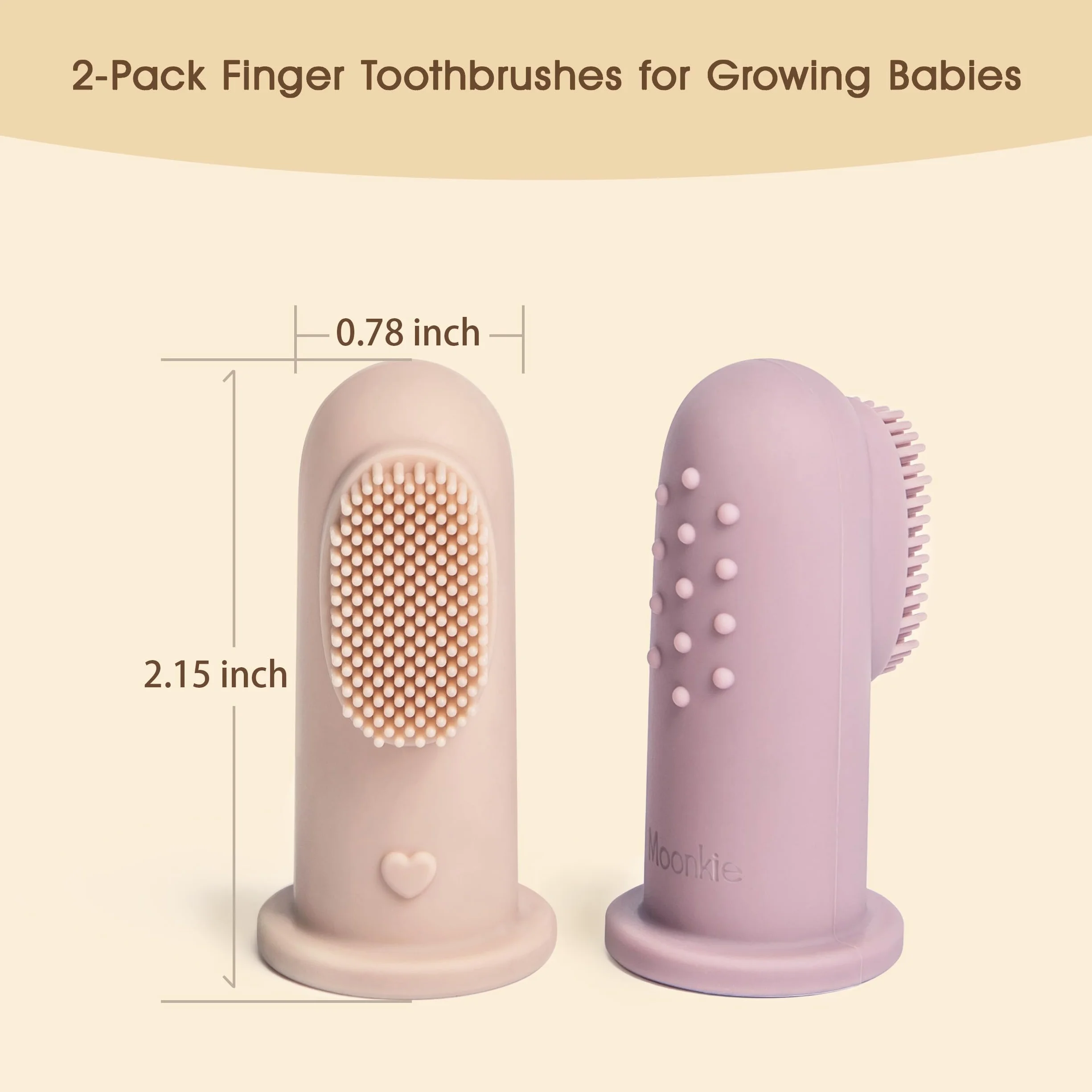 Moonkie Szczoteczka do Zębów dla Niemowląt, 2 szt Silikonowa Szczoteczka do Zębów Finger, bez BPA, Miękka i Wygodna, Masażem Dziąseł, Baby Oral Cleaner od 3 Miesięcy(Szaroniebieski/Mięta)