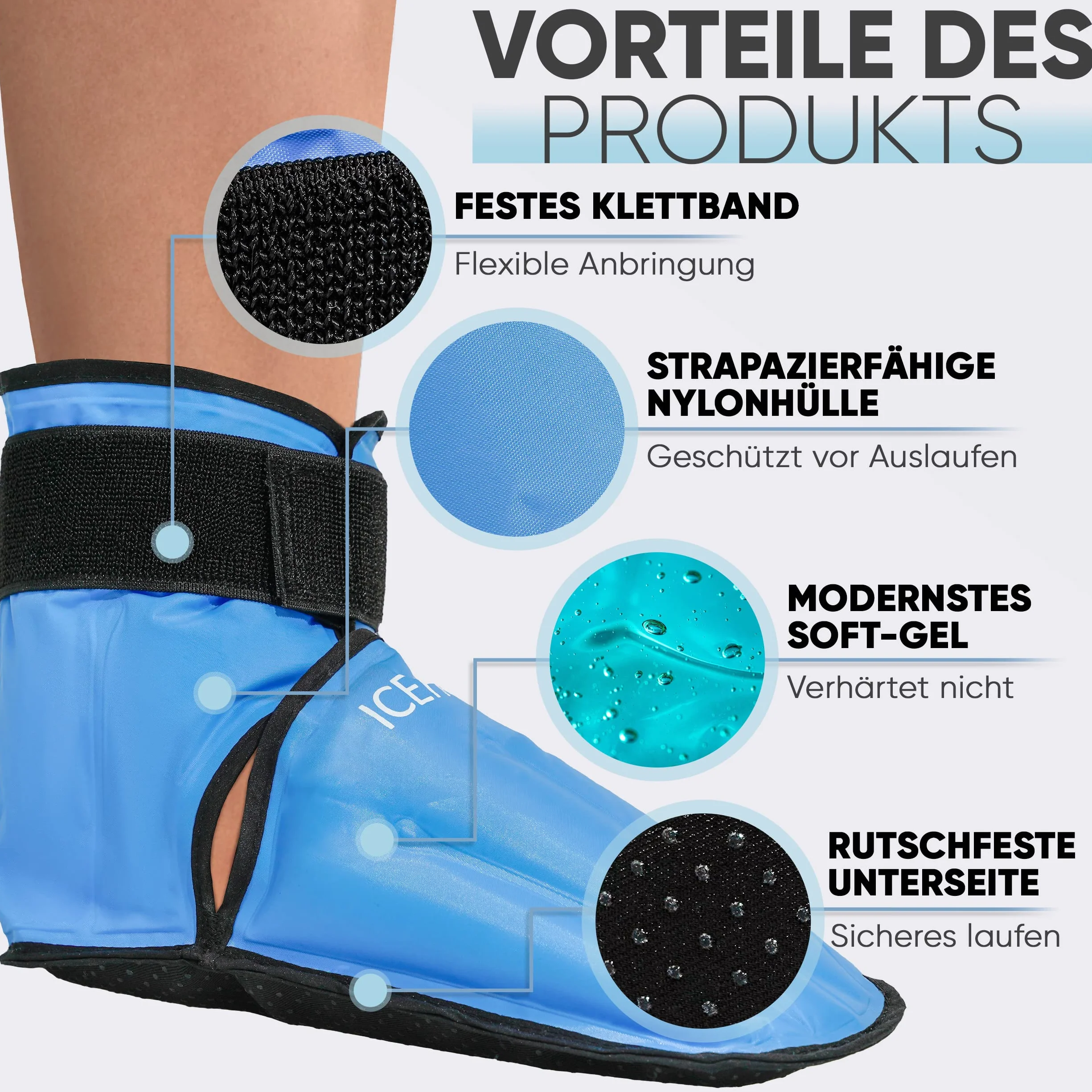 ICEHOF Buty chłodzące z żelem do terapii zimnem stóp 2 sztuki