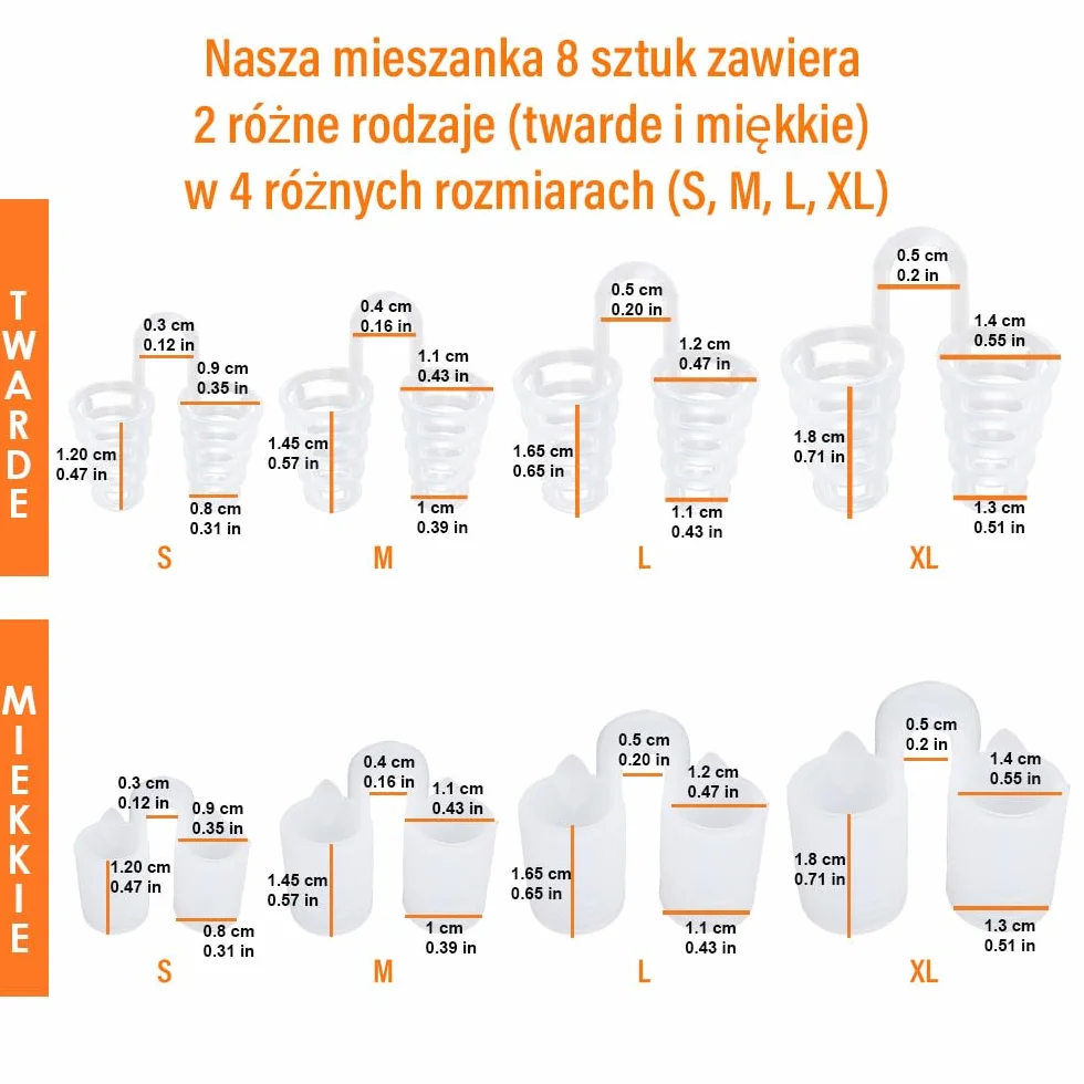 Rozwieracz do nosa (Opakowanie 8 sztuk różnych rozmiarów) - proste rozwiązanie dla osób chrapiących - urządzenie do chrapania wielokrotnego użytku, aby cieszyć się spokojnym snem marki Mobi Lock