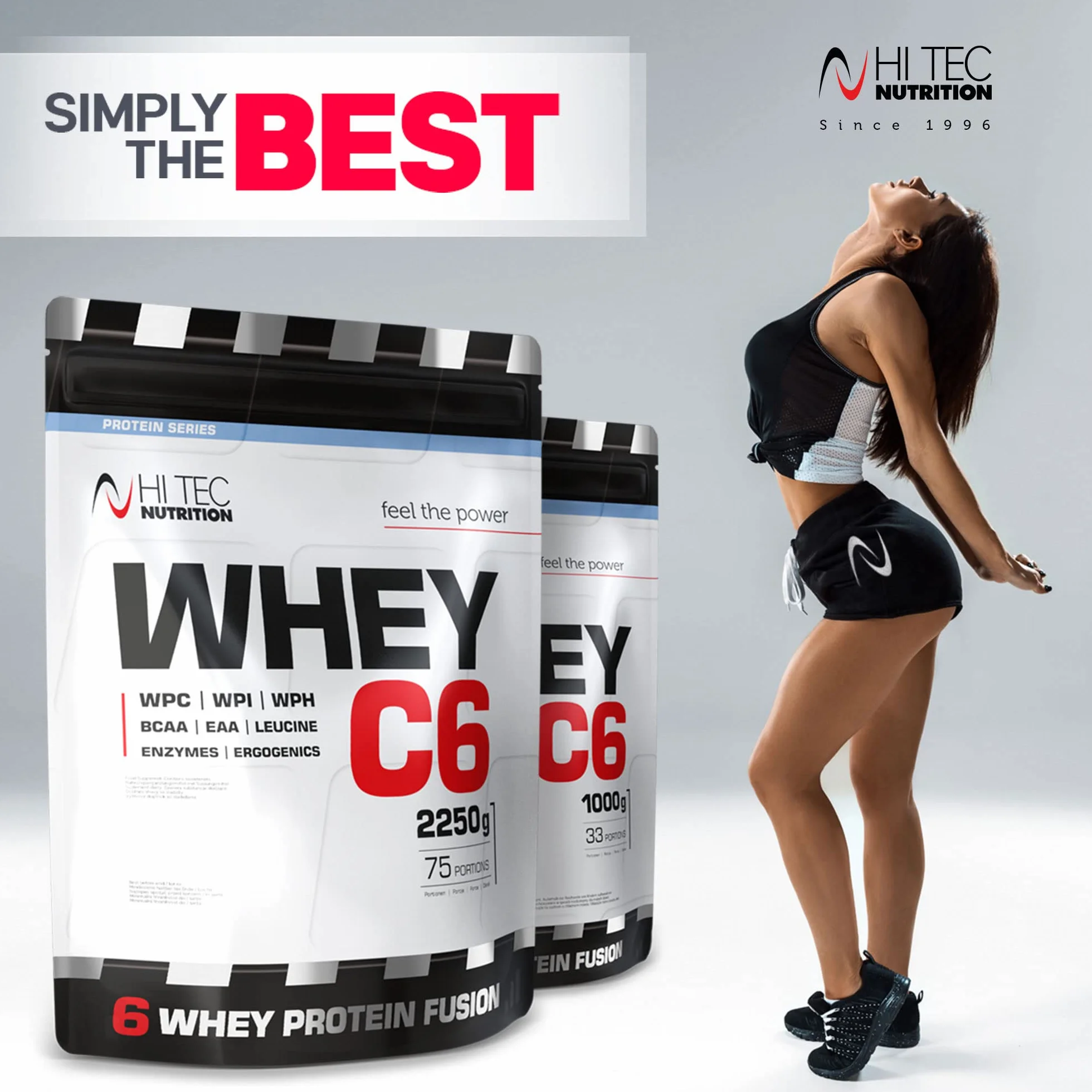 HI TEC NUTRITION, Wysokobiałkowy Suplement do Picia, dla Sportowców, Kulturystów, na Siłowni na Mięśnie, Wanilia, Whey C-6, 1000 g
