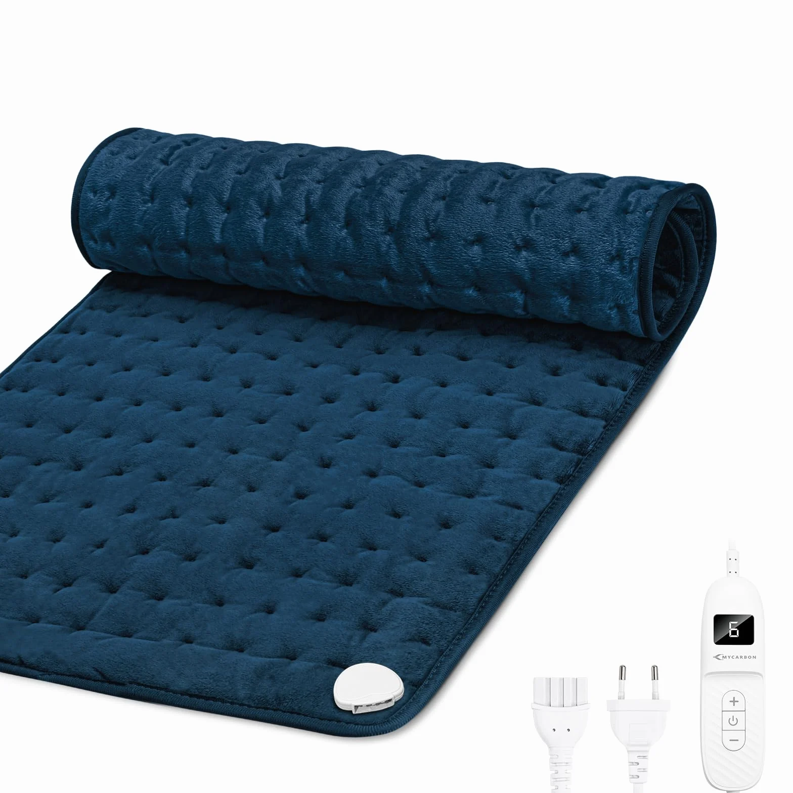 MYCARBON Koc elektryczny 30 x 60 cm podkładka termiczna na plecy, szyję, ramiona i brzuch podkładka grzewcza z 6 temperaturami 4 timerami automatyczne wyłączanie zmywalne
