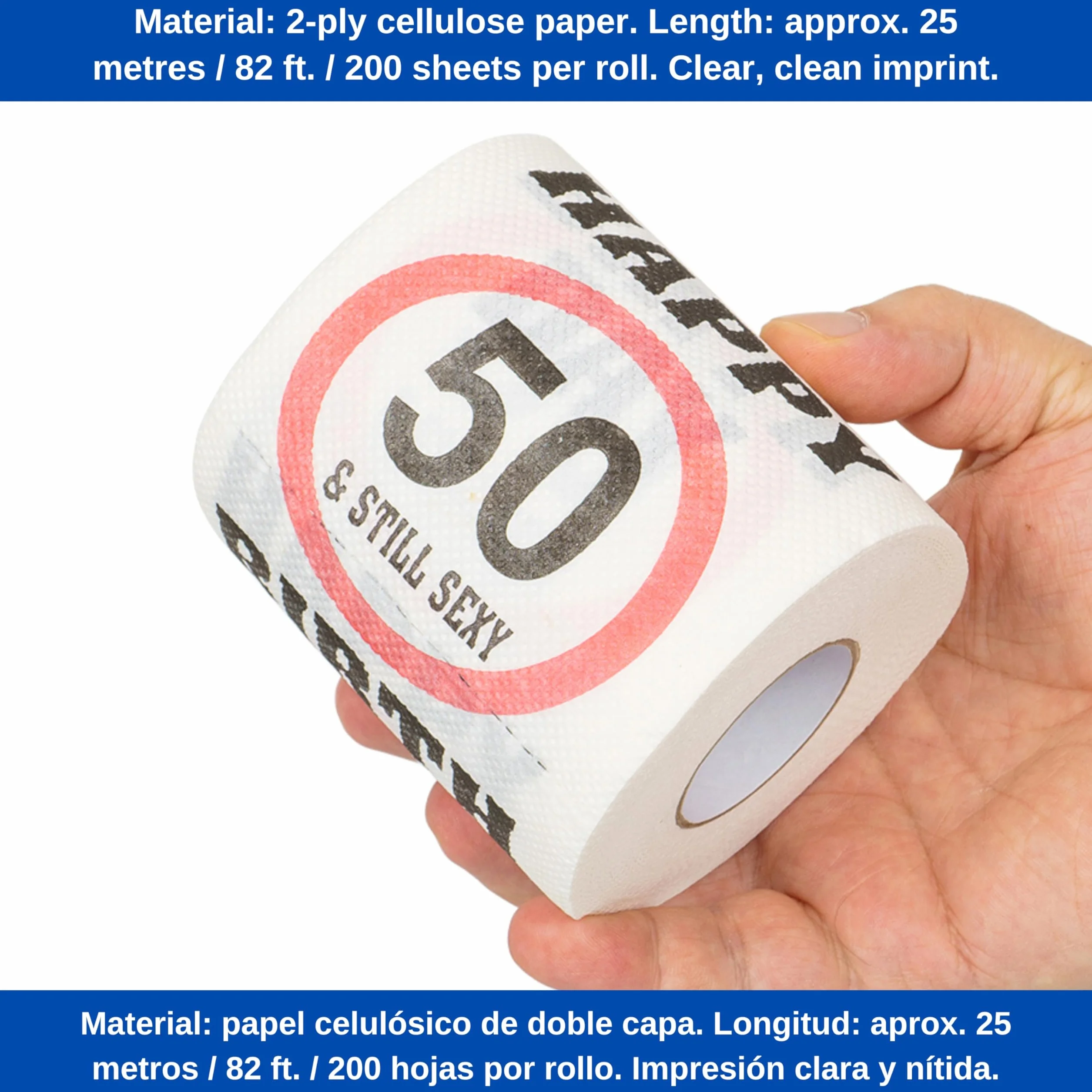 Papier toaletowy na 50. urodziny, zabawny motyw rolki, prezent dla nastolatków