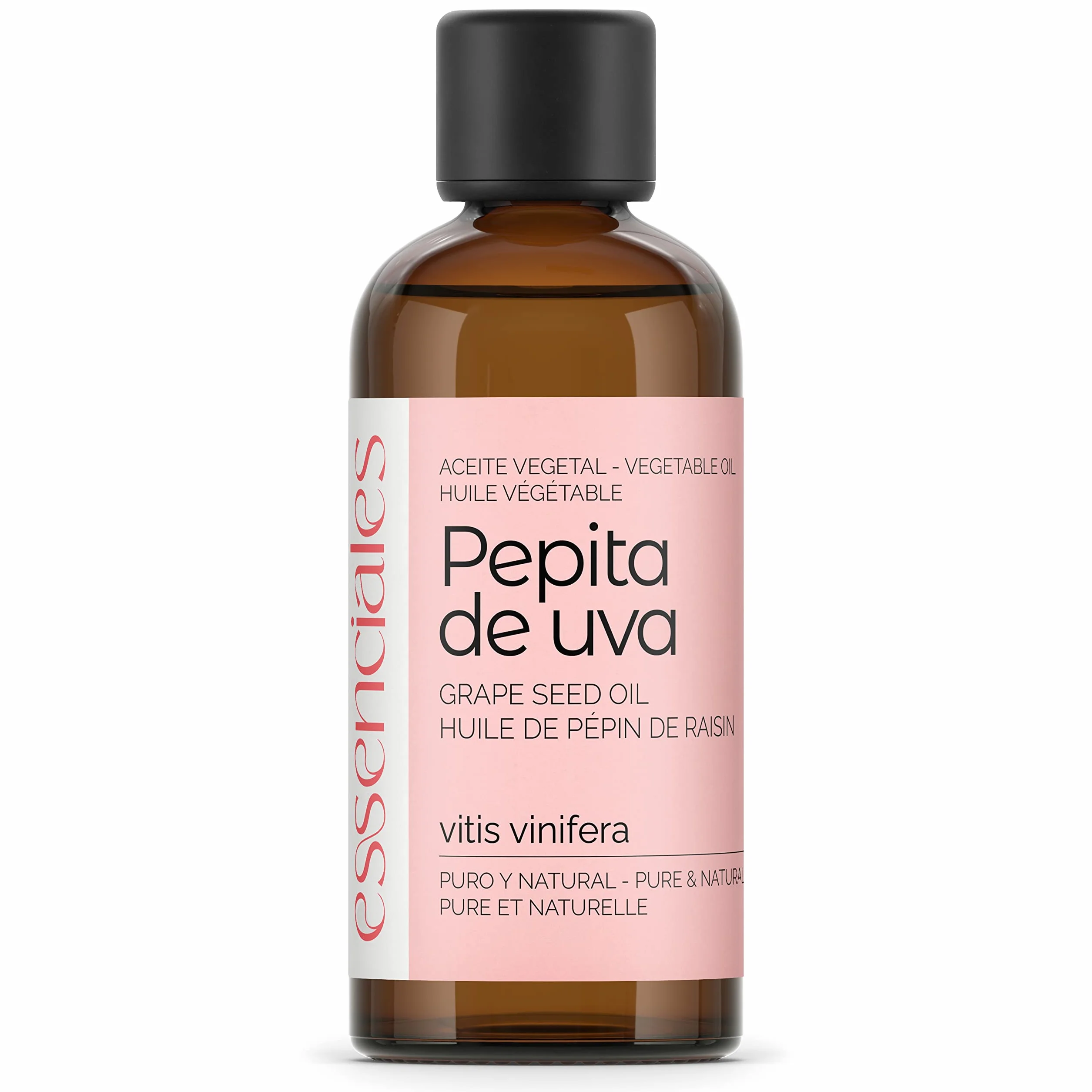 Essenciales - Olej roślinny z pestek winogron BIO, 100% czysty i certyfikowany ekologicznie, 100 ml | Olej roślinny Vitis Vinifera, pierwsze ciśnienie na zimno