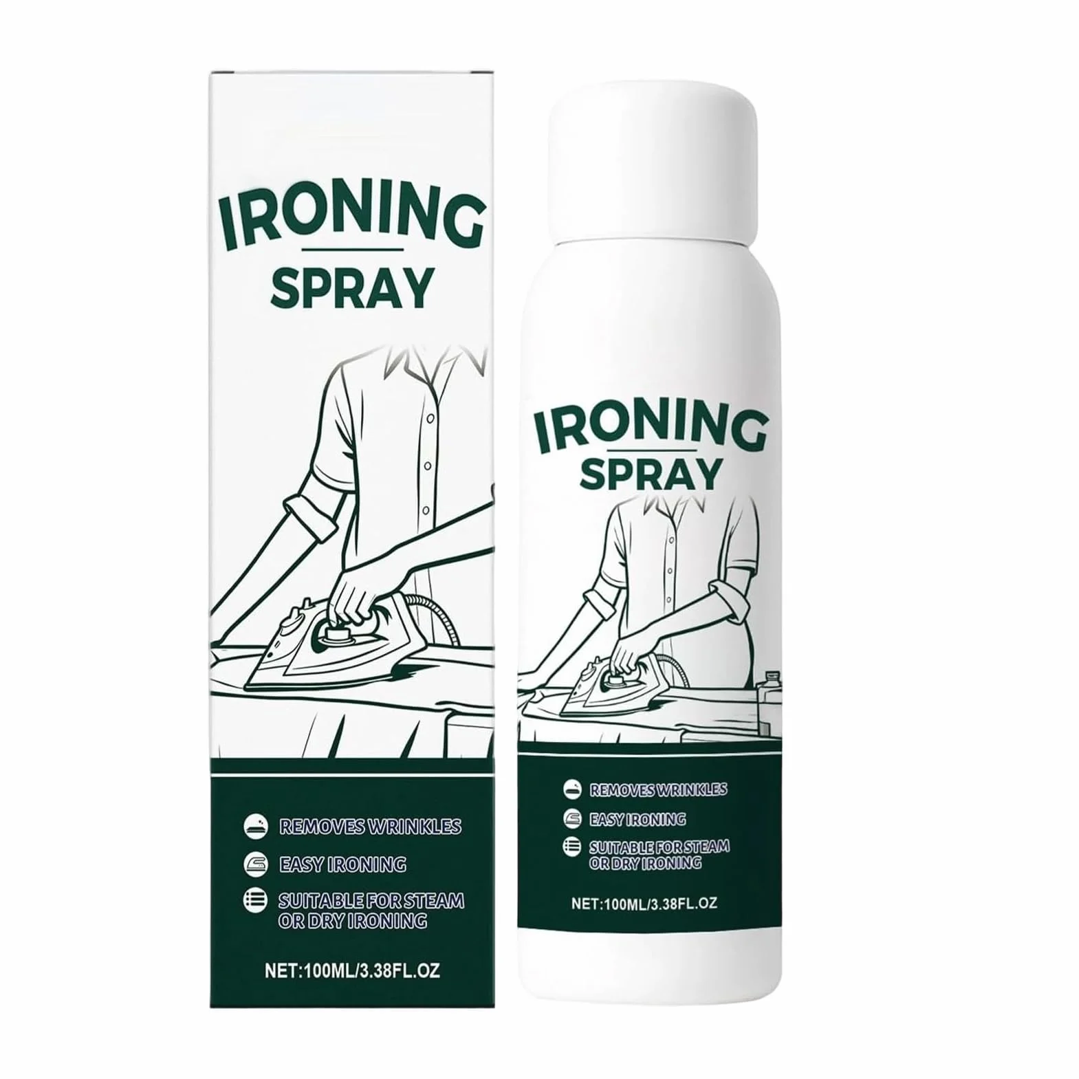 Fabric Iron Starch Spray 100 ml Travel Size Heavy Hold Remover for Cotton Wool Linen Polyester Silk