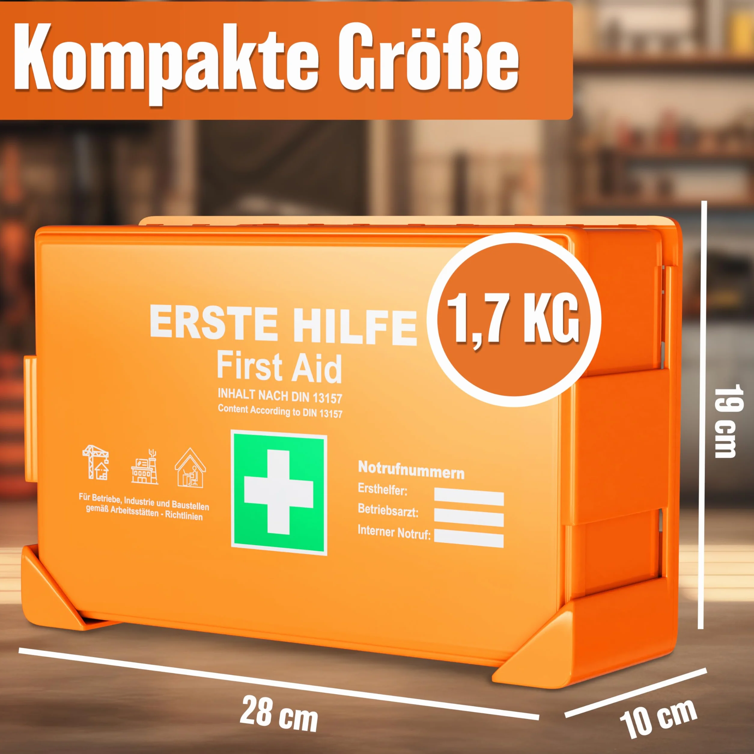 HELDENWERK Apteczka pierwszej pomocy DIN 13157:2021 z uchwytem ściennym i naklejkami