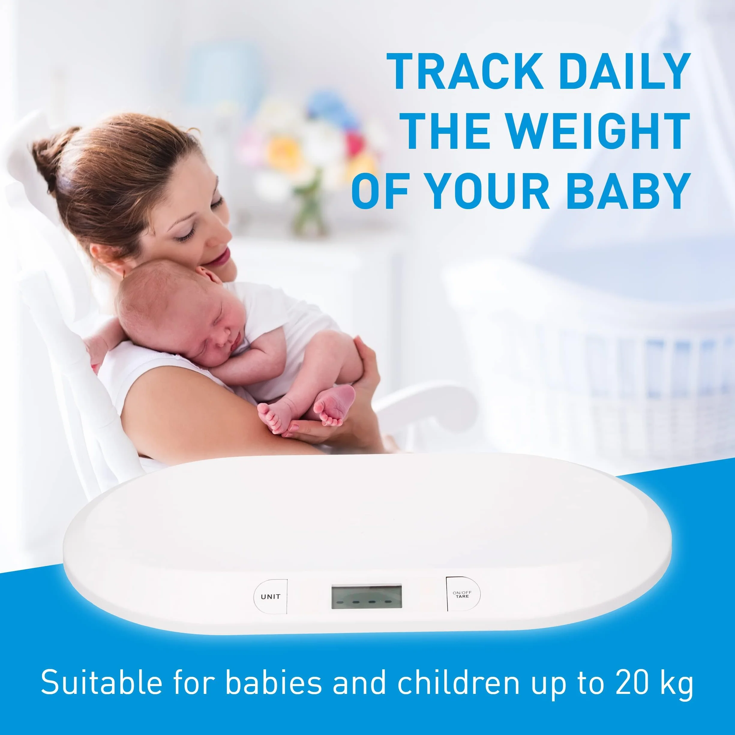 Grundig Cyfrowa Waga Dla Niemowląt 20 kg Dokładność 10 g Funkcja Tary Biały
