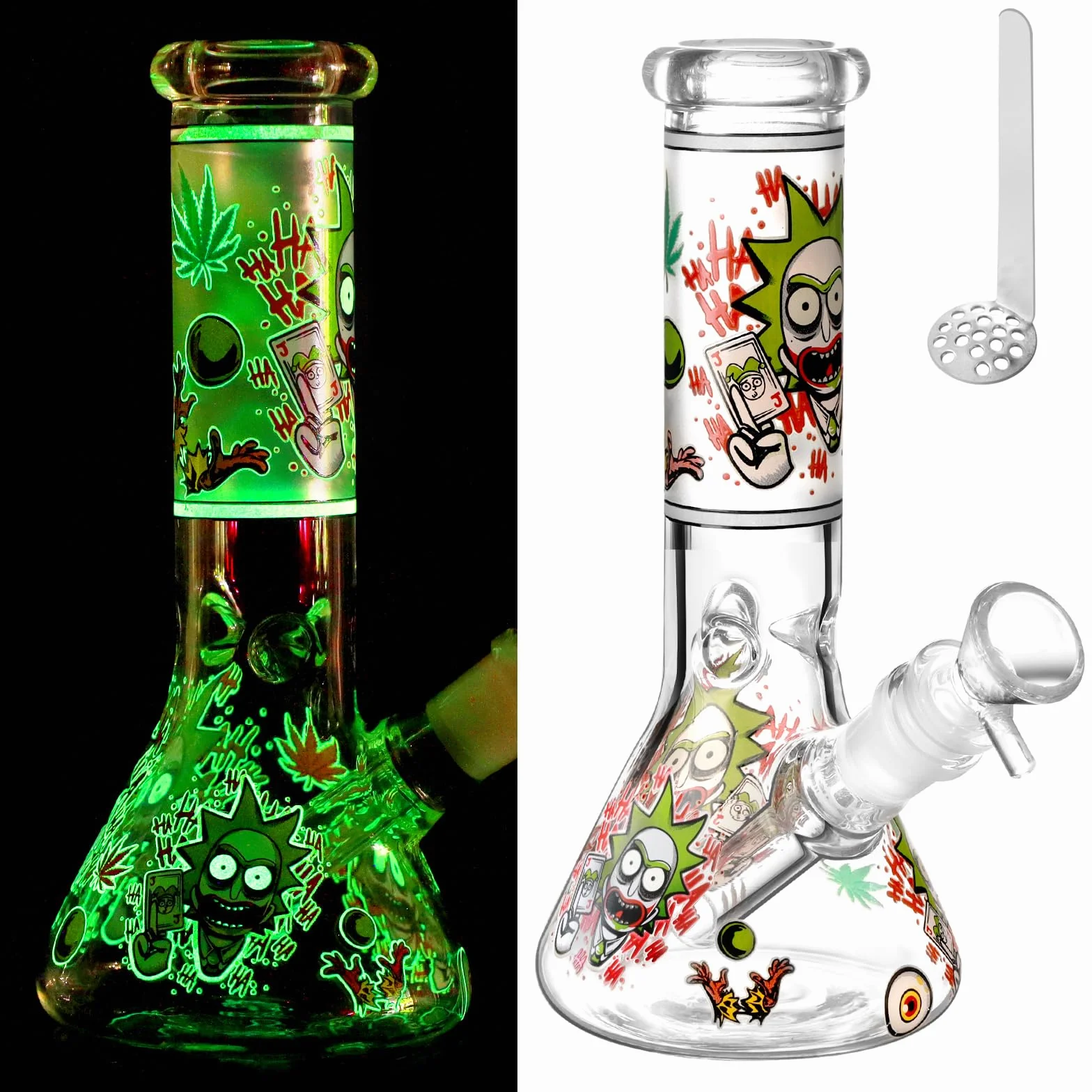 20 cm Masenyee świecące szkło bong z miską i sitkiem 14,5 mm, szkło bong, wytrzymałe i grube bong, kompaktowe do przenoszenia, fajka wodna Chillum-Fire Red