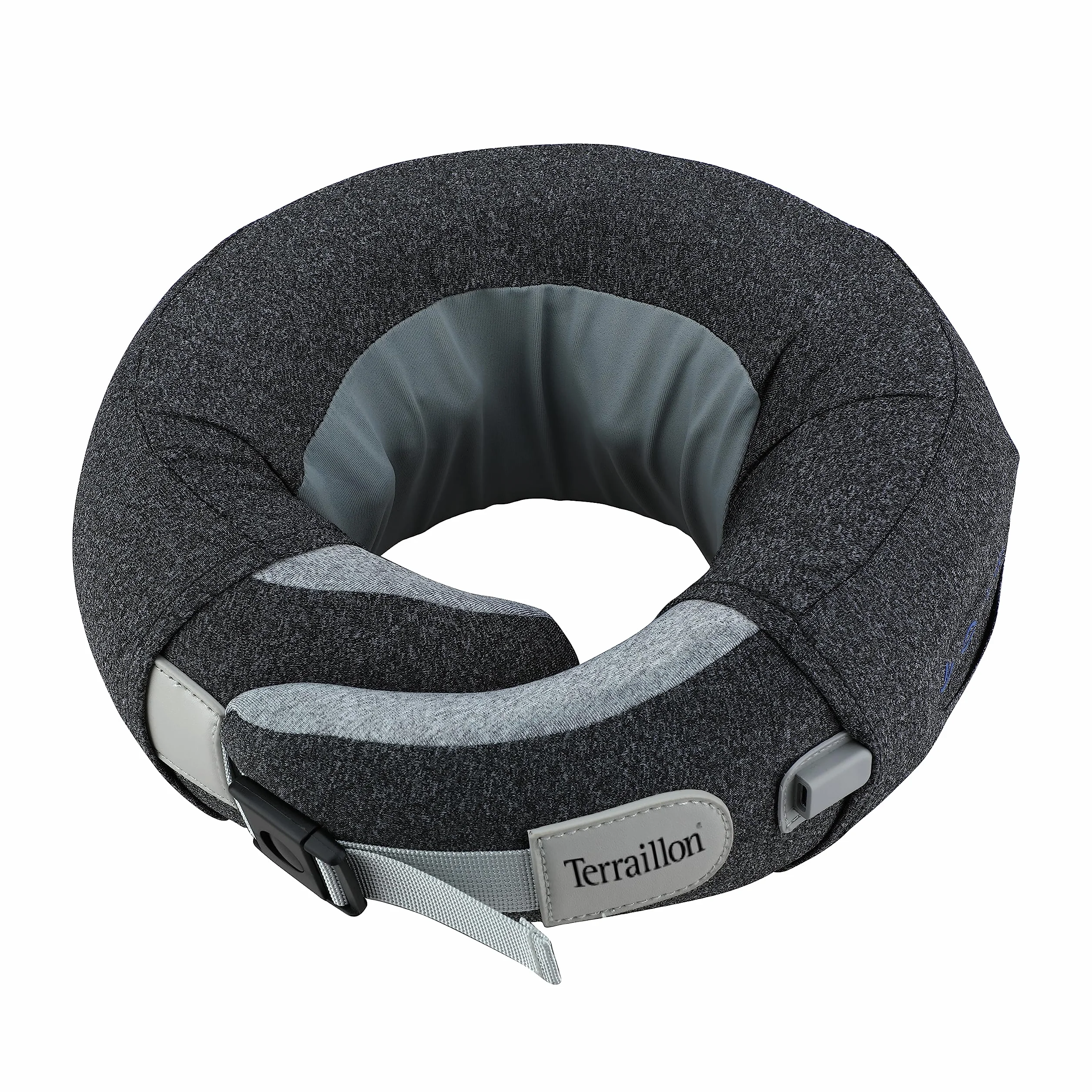 TERRAILLON - MASAŻER NECK, poduszka do masażu szyi i szyi, masaż Shiatsu, 3 prędkości masażu, 2 kierunki obrotów, opcja ogrzewania, regulowany pasek, USB-C