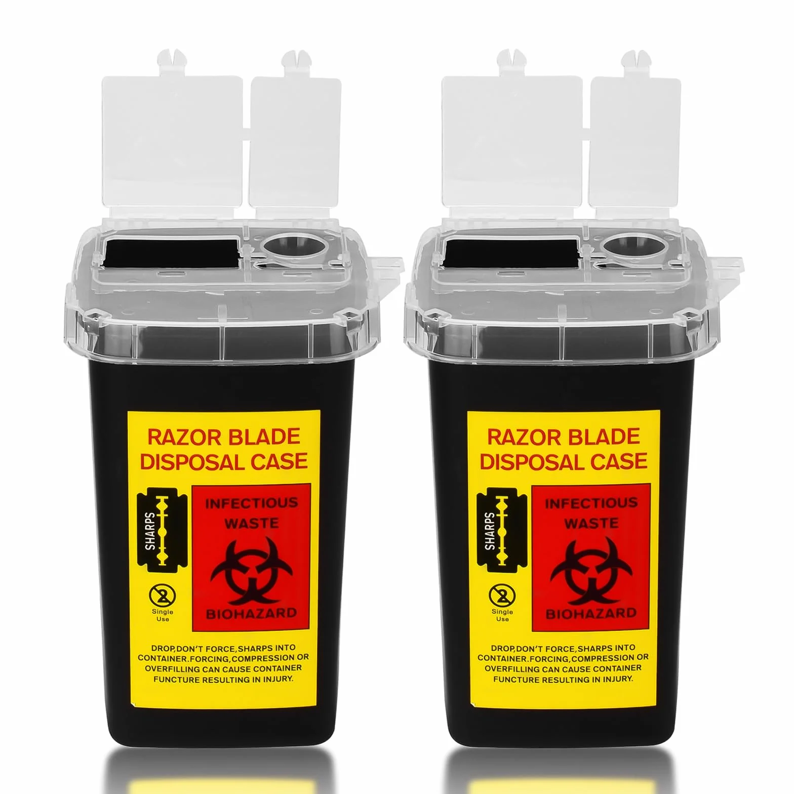 ATOMUS 2 szt. 1 l Black Tattoo Plastic Sharps Container Needle Disposal Bin with Lid
