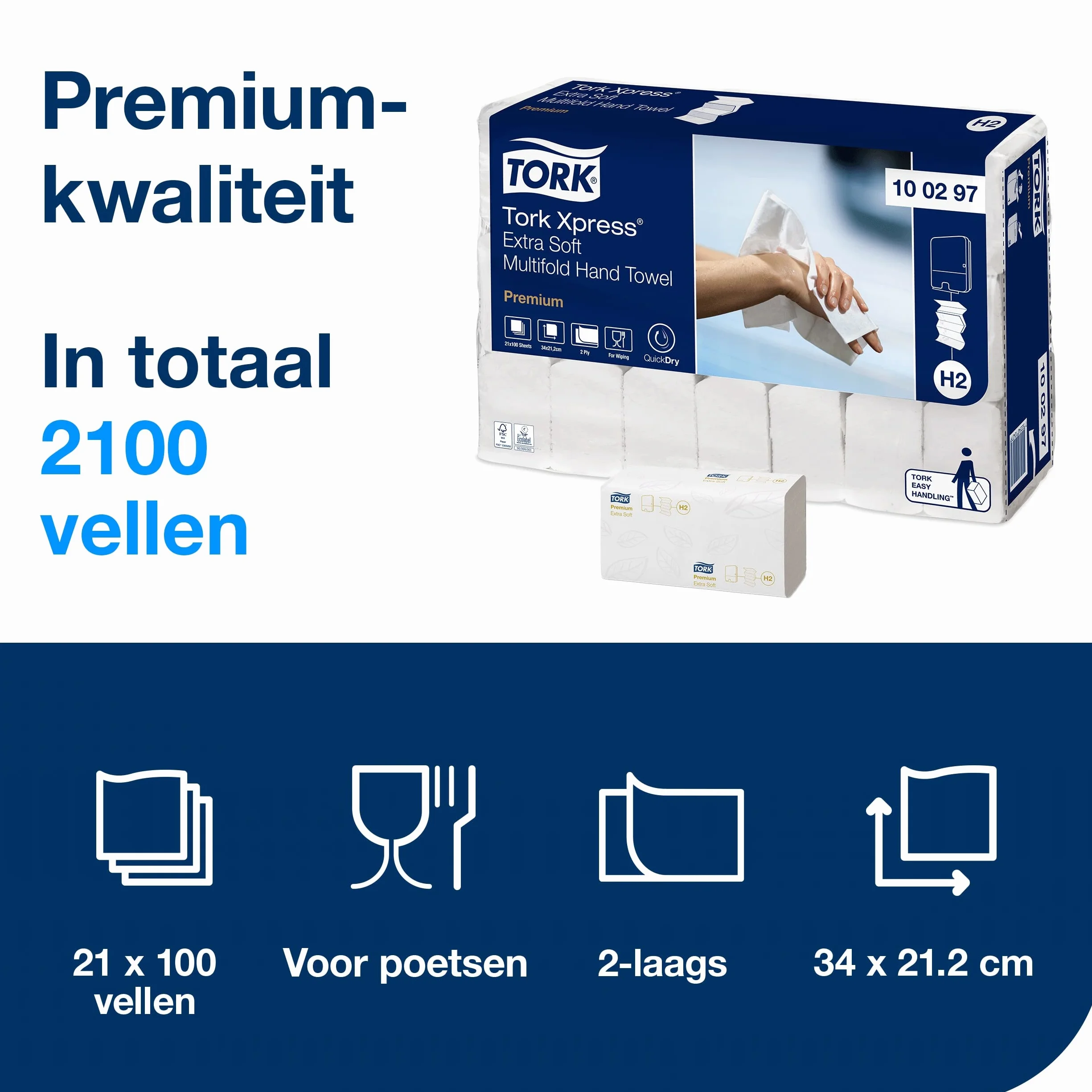 Tork Xpress ekstramiękki ręcznik Multifold 4-panelowy biały H2 21 x 100 listków