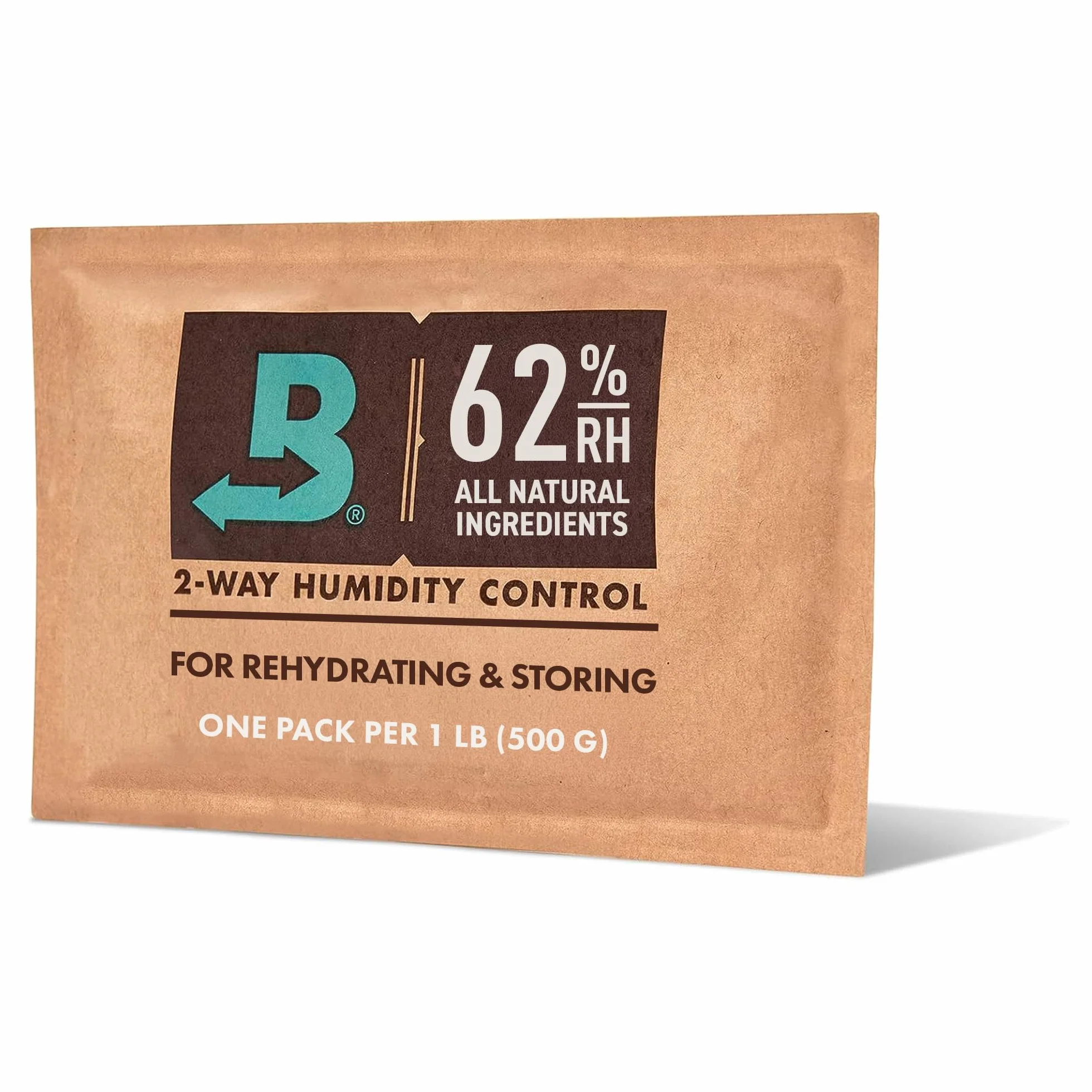 Boveda 62% Dwukierunkowy pakiet kontroli wilgotności do przechowywania 0,5 kg - rozmiar 67 - pojedynczy - pochłaniacz wilgoci do pojemników do przechowywania - Pakiet nawilżacza - pojedynczo