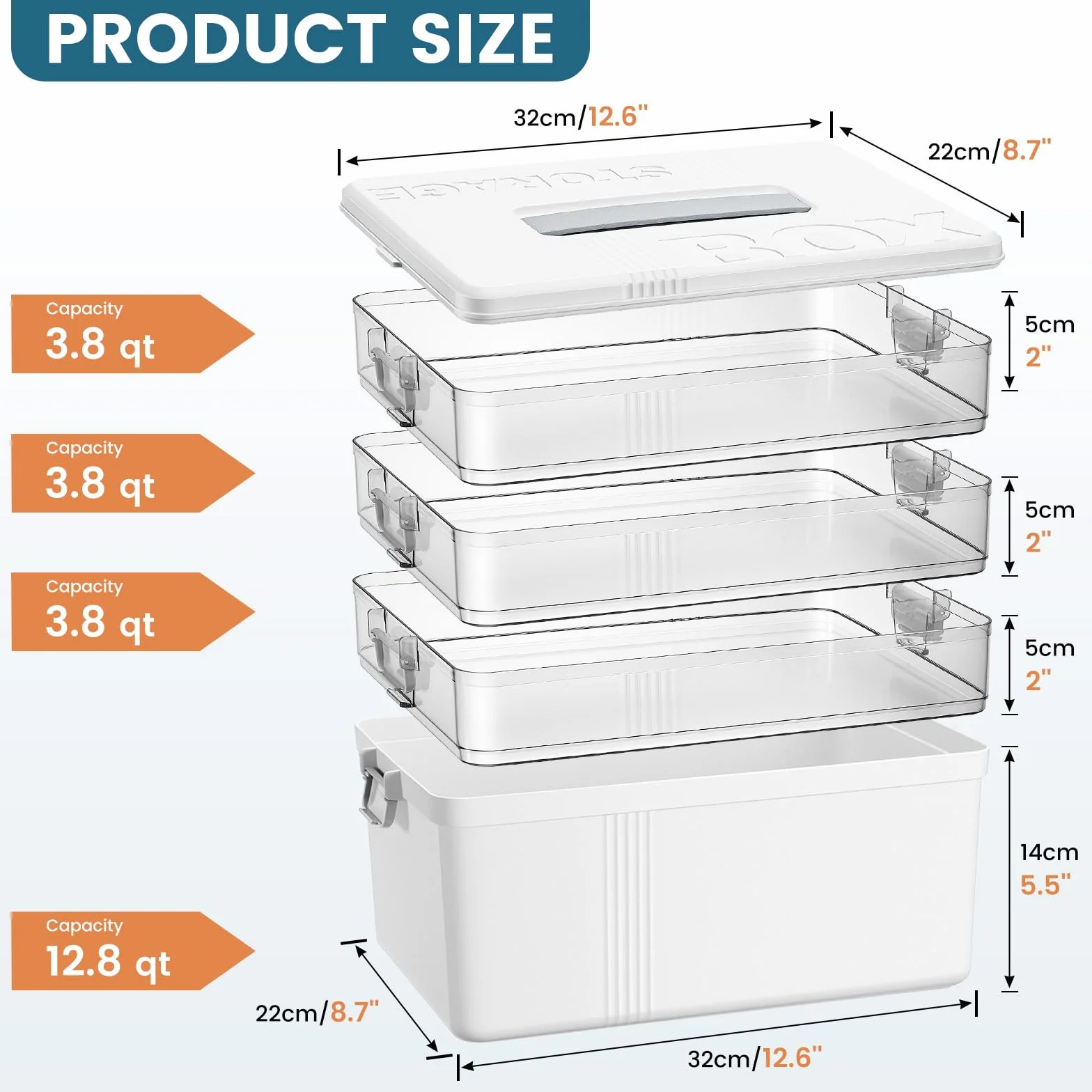 4-poziomowe pudełko na leki 33,5 x 22 x 29 cm ze skórzanym uchwytem organizer na apteczkę domową