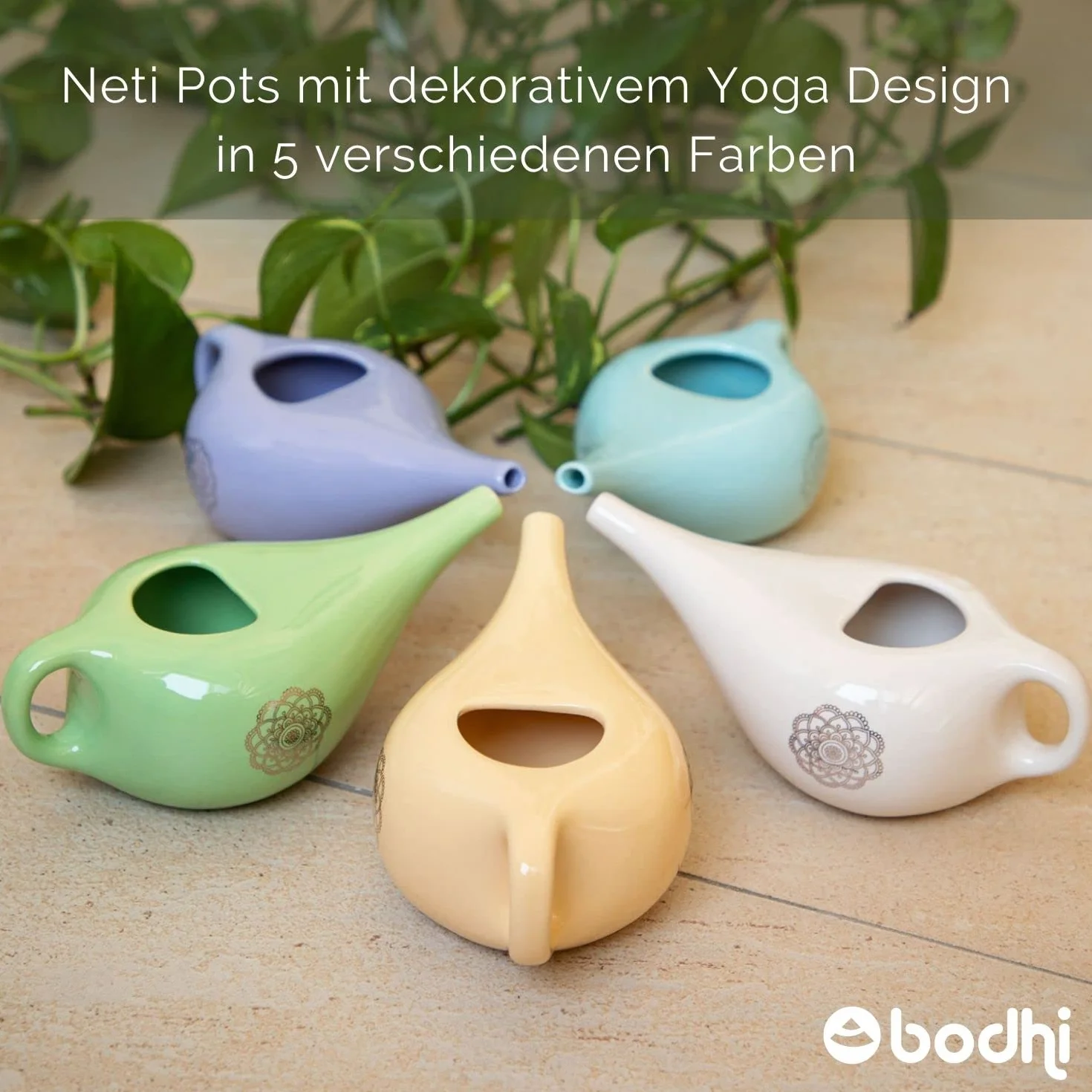 NETI POT dzbanek do mycia nosa, ceramiczny dzbanek Neti z mandalą (złoty), dzbanek do płukania nosa lub prysznica do nosa, garnek Nethi Pot, garnek Nethi