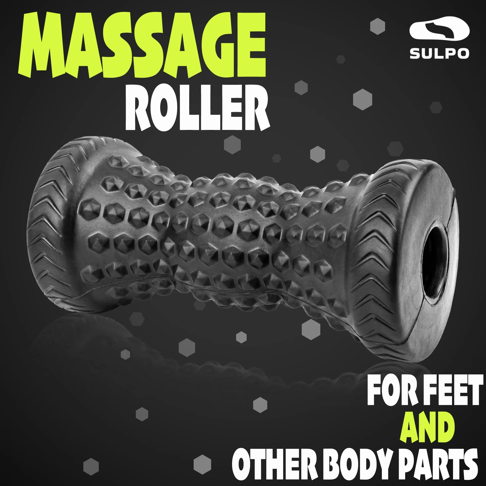 SULPO Wałek do stóp - Masażer do stóp - Ergonomiczny wałek do masażu stóp - Łagodzenie zapalenia powięzi podeszwowej, ostrogi piętowej, bólu stopy - Foot roller - Foot massager
