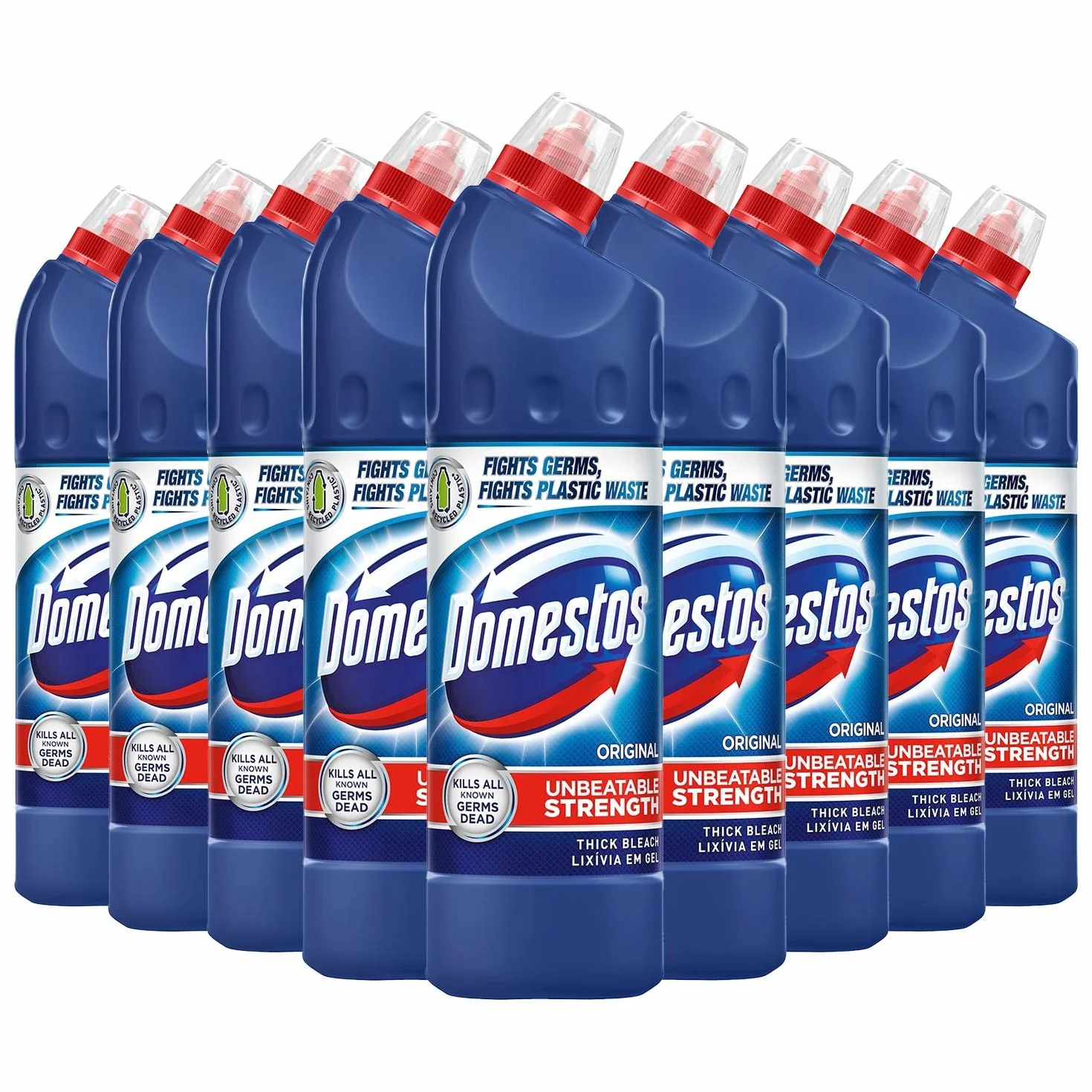 Domestos Niebieski oryginalny wybielacz 750 ml - pudełko 9 szt