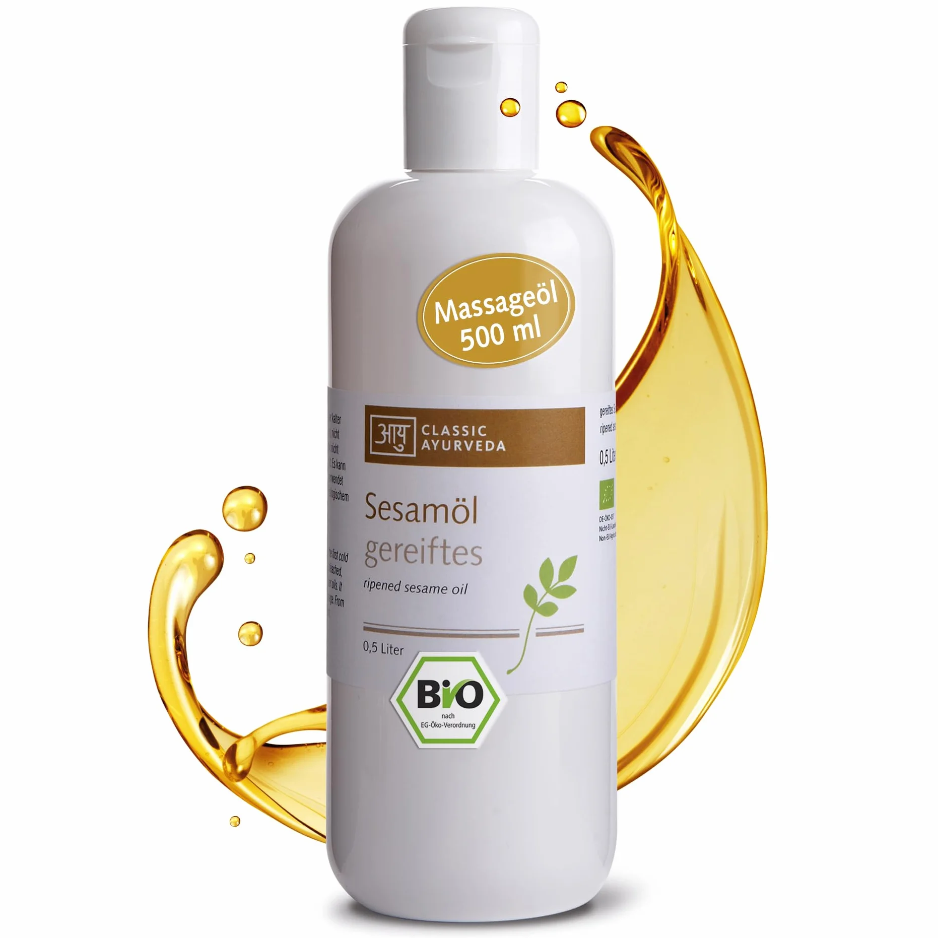 Classic Ayurveda Olejek do masażu dojrzały ekologiczny olej sezamowy 500 ml