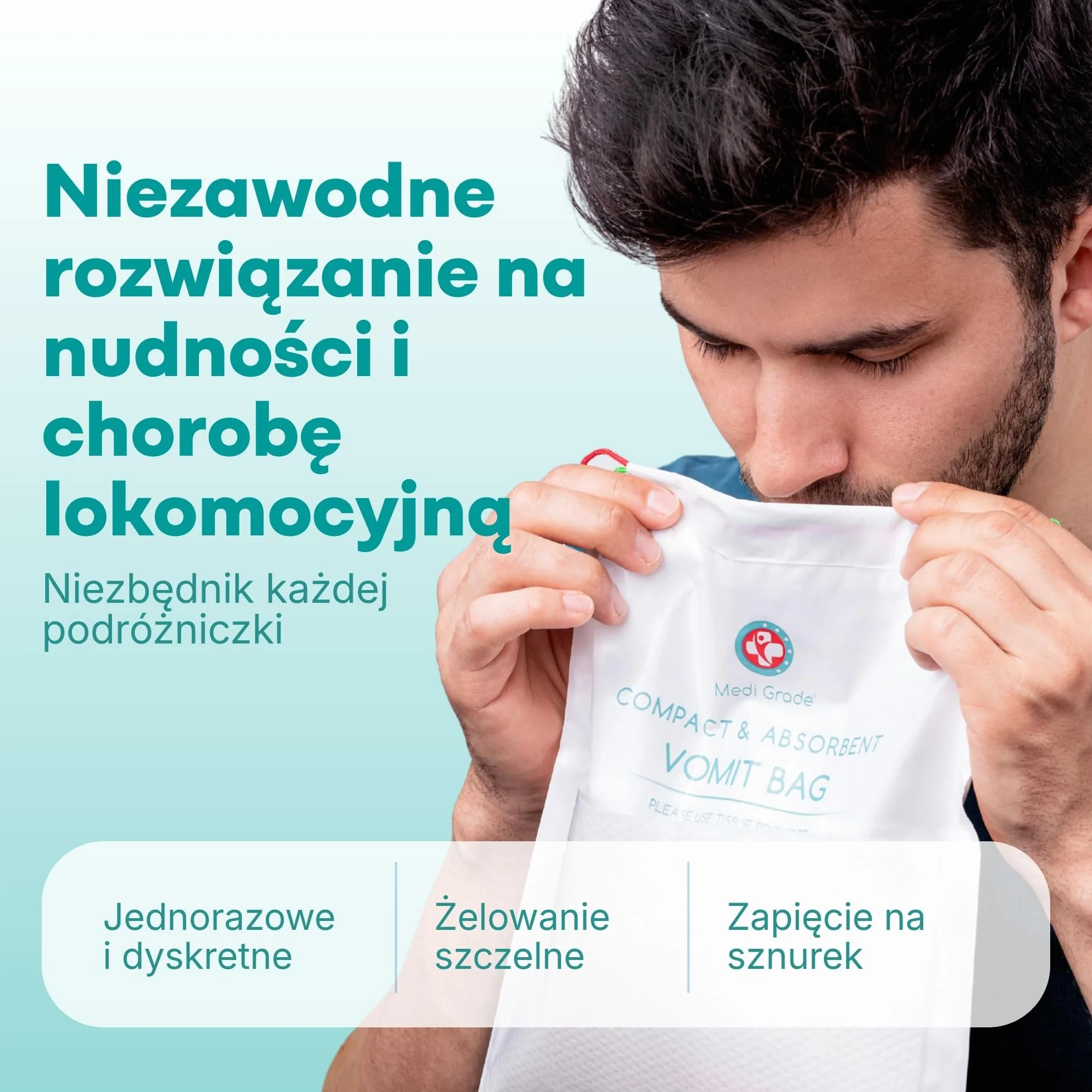 Medi Grade Woreczki na Wymioty 22 Szt. Szczelne Worki na Chorobę Lokomocyjną 750 ml