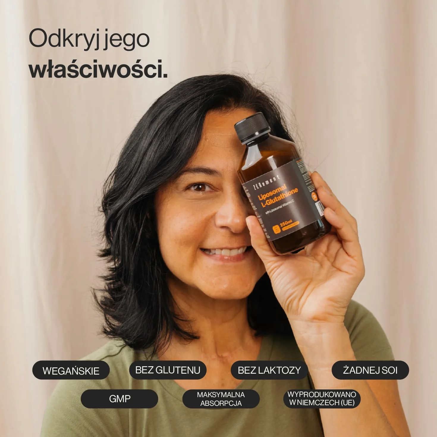 Liposomal L-Glutation z Witaminą C 250 ml wegańskie przeciwutleniacz Zenement