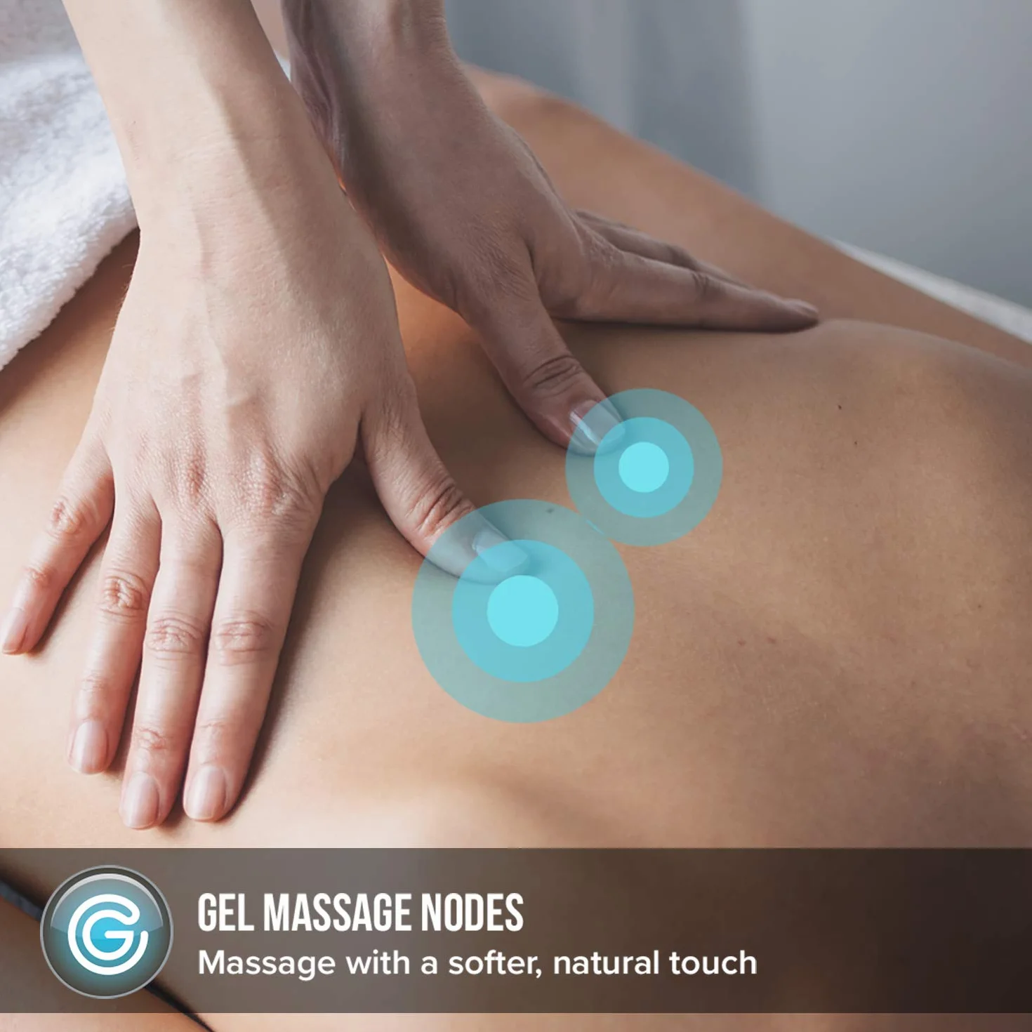 HoMedics Poduszka podróżna Gel Shiatsu, poduszka do masażu na nogi, lędźwiowego, ramion i szyi, do ładowania, rozmiar podróżny ze zintegrowanymi kontrolkami, w tym walizka, szara