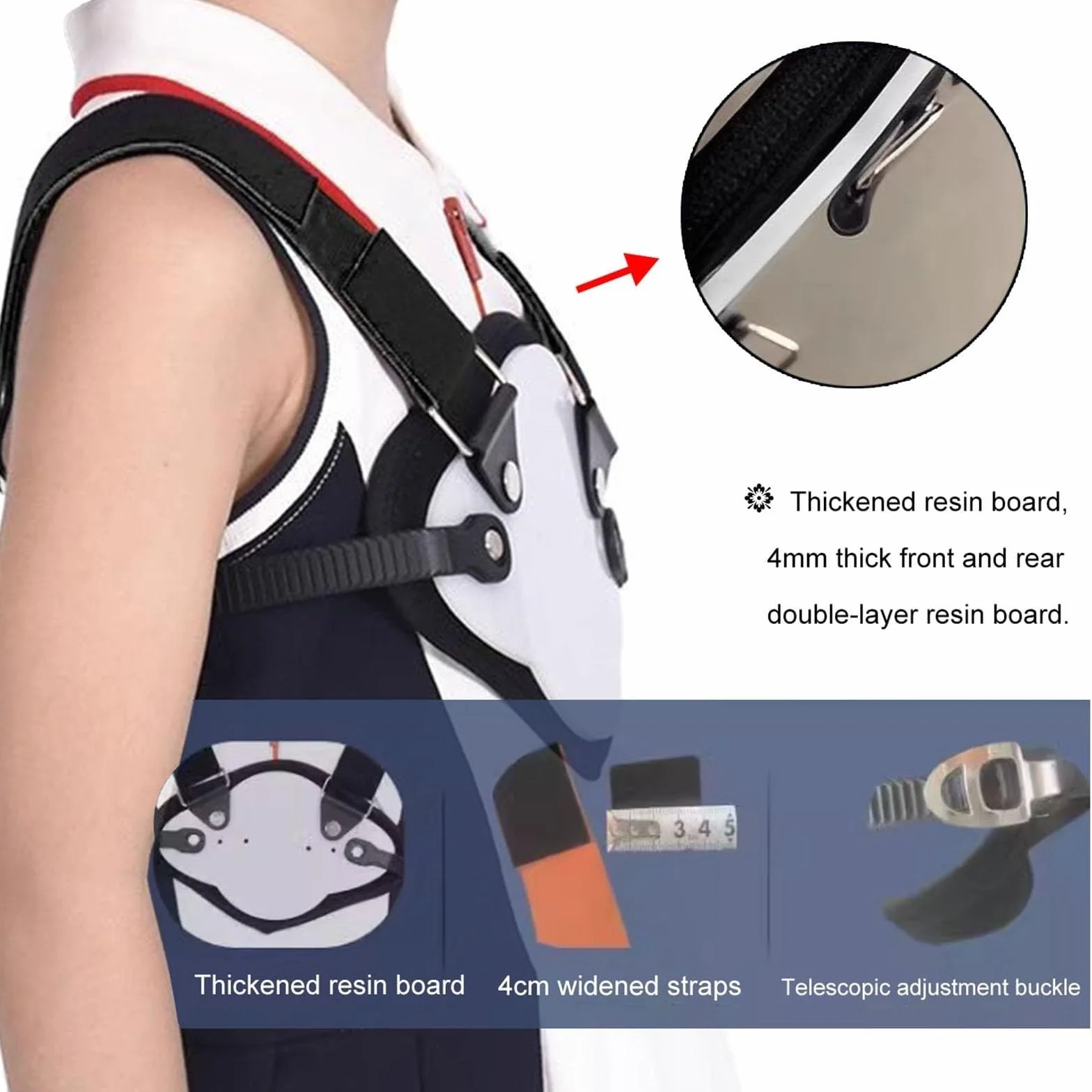 NICHOY Ortezy Pectus Carinatum dla dorosłych: uchwyt na klatkę piersiową gołębicy z regulatorem rozmiaru, szelki z żebrami koślawymi, łatwe w użyciu (regulowany model)