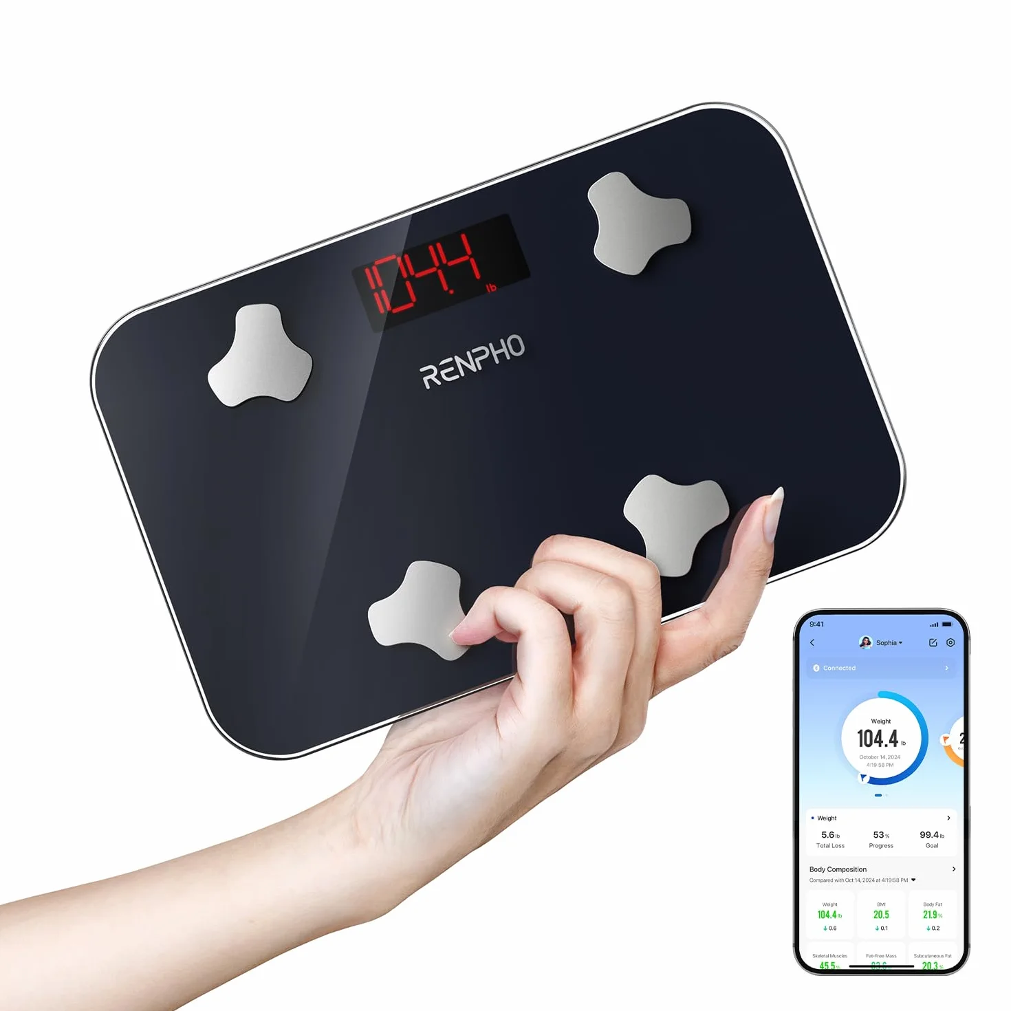 RENPHO Bluetooth Body Fat Scale Mini inteligentna waga ważąca Cyfrowa waga ciała Wagi łazienkowe Wagi BMI