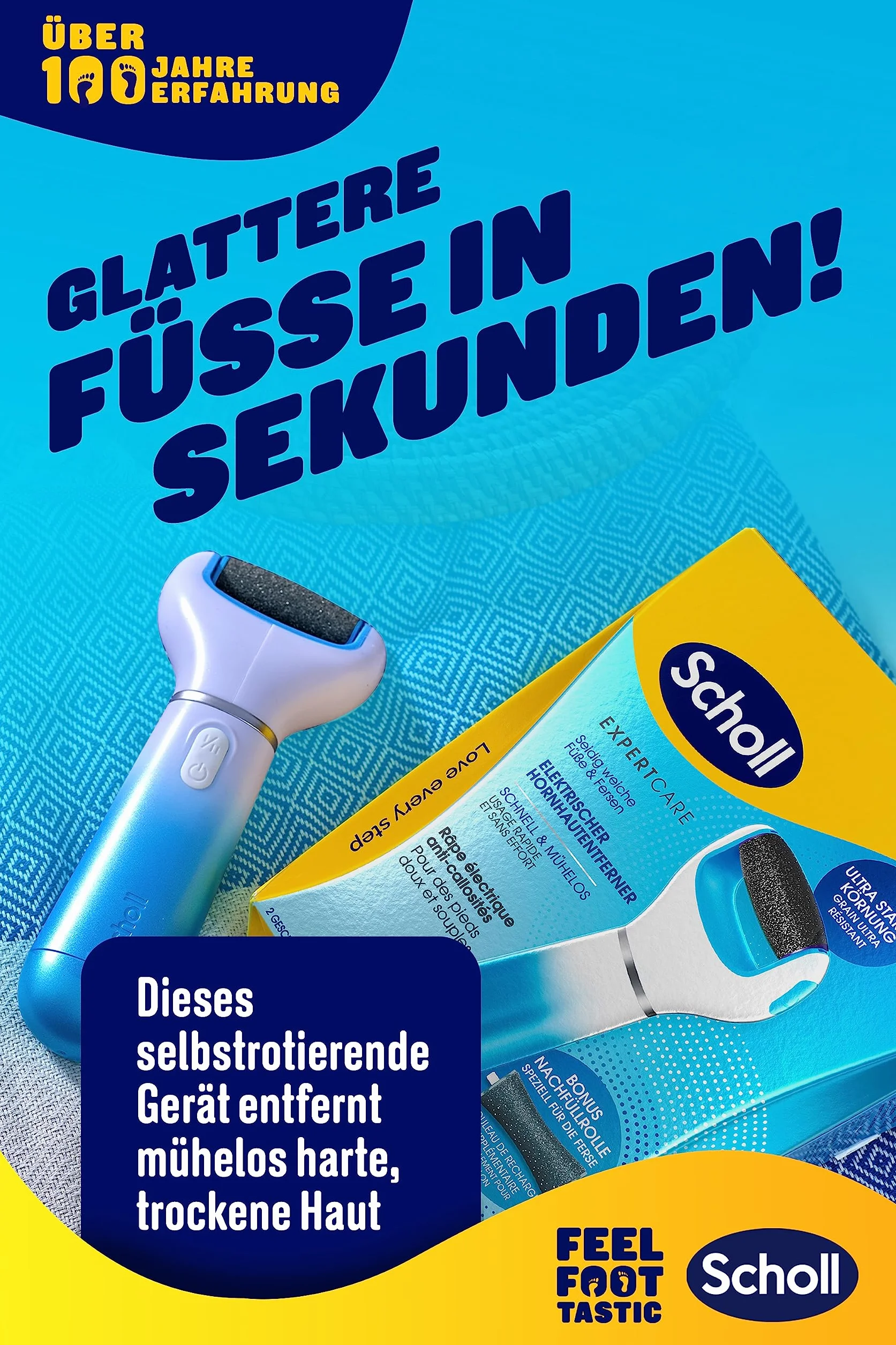 Scholl Expertcare 3200305 Pilnik do Stóp, Niebieski, 2 Tryby