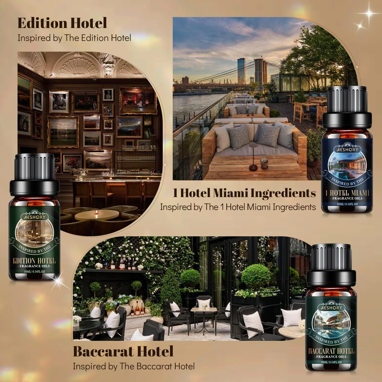 Aeshory Zestaw Olejków Zapachowych Do Hotelu, 6 x 10 ml Olejków Eterycznych Do Dyfuzora Domowego, Nawilżacza Powietrza, Aromaterapii, Wyrobu Świec, Odświeżania Powietrza