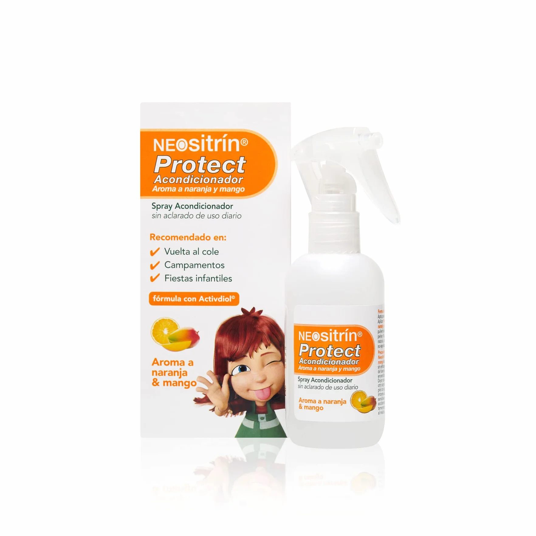 Neositrín Protect Odżywka bez spłukiwania w sprayu odstraszająca wszy - Chroni i ułatwia rozczesywanie - Zapach pomarańczy i mango - Do codziennego użytku od 1. roku życia - 100ml