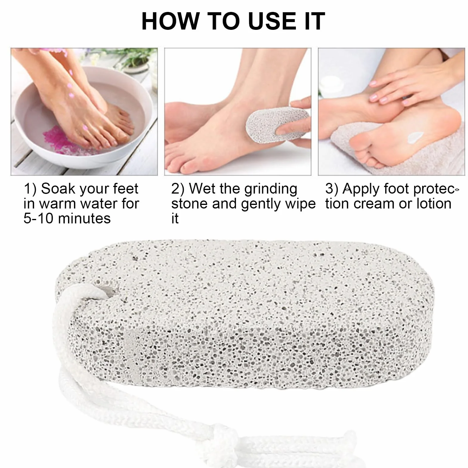 Pumeks do stóp, peeling do stóp i dłoni, 2 sztuki, naturalny, stabilny pumeks, do stóp, rąk, łokci, dla dorosłych