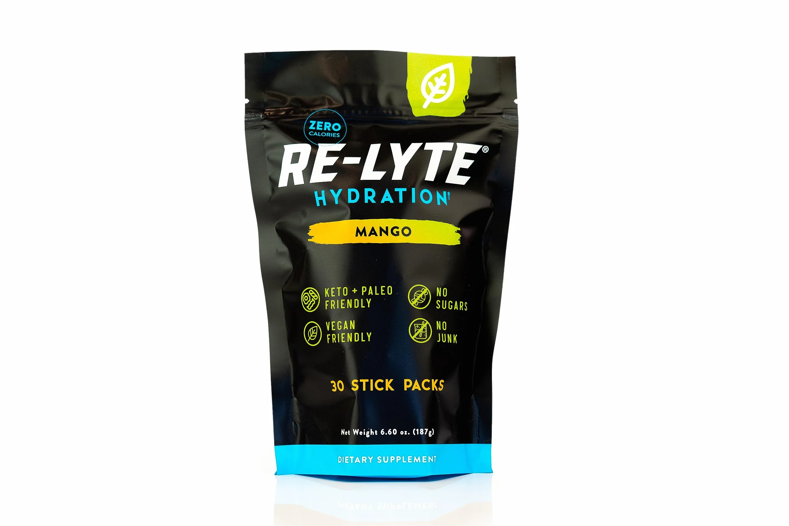Obraz produktu REDMOND Re-Lyte ELECTROLYTE Drink Mix Mango Bag 30 x 6,3 g saszetka - proszek elektrolitowy, bez cukru, z prawdziwą solą Redmond i ponad 60 ważnymi minerałami i pierwiastkami śladowymi