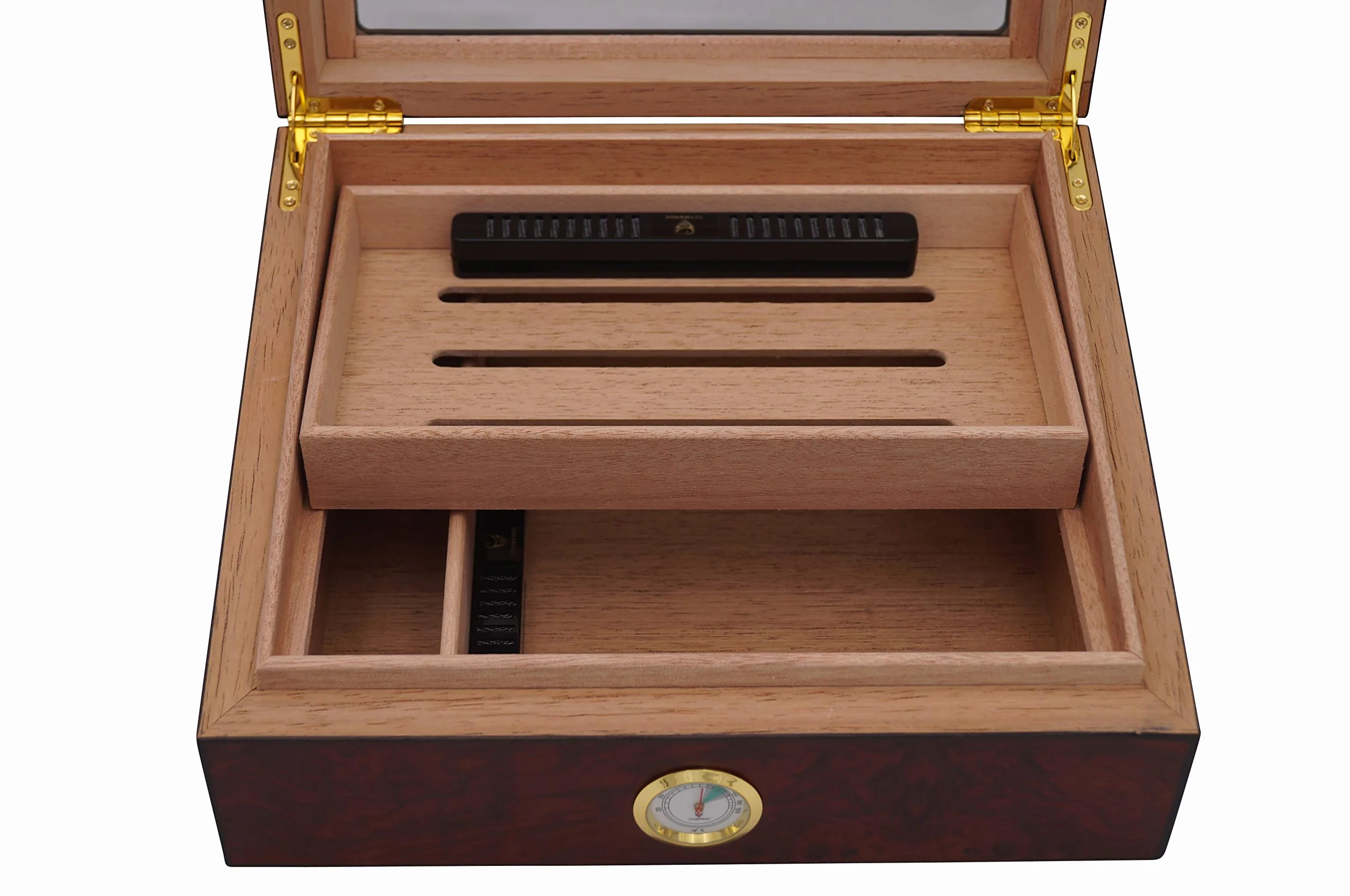 Germanus Humidor 224 z nawilżaczem kryształowym i higrometrem, brązowy