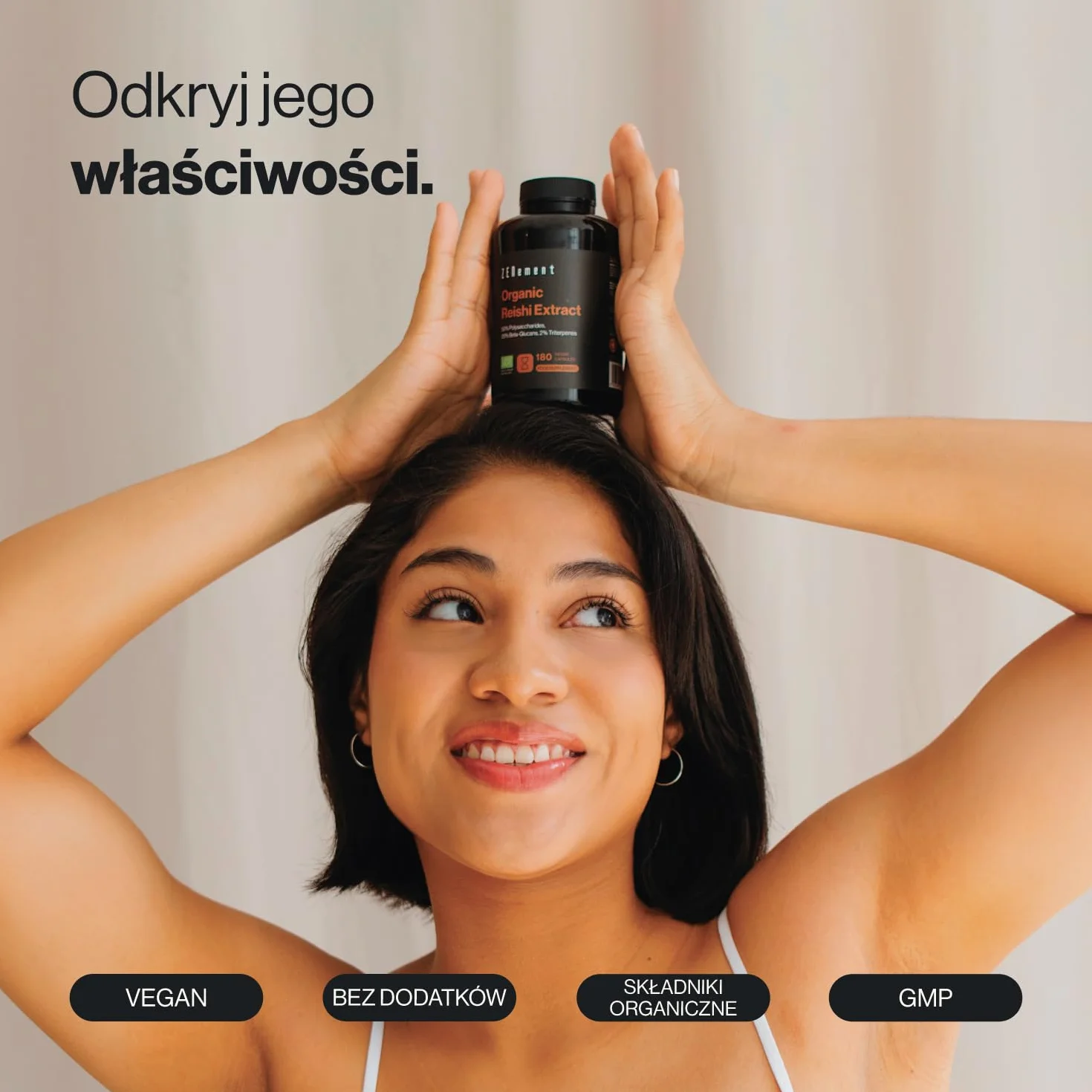 Ekologiczny Ekstrakt z Reishi 12000 mg (20:1) - 50% Polisacharydów, 20% Beta-Glukanów, 2% Triterpenów (Ganoderma Lucidum) - 180 Kapsułek Wegańskich (6 Miesięcy) - Bez Dodatków, Bez GMO - Zenement