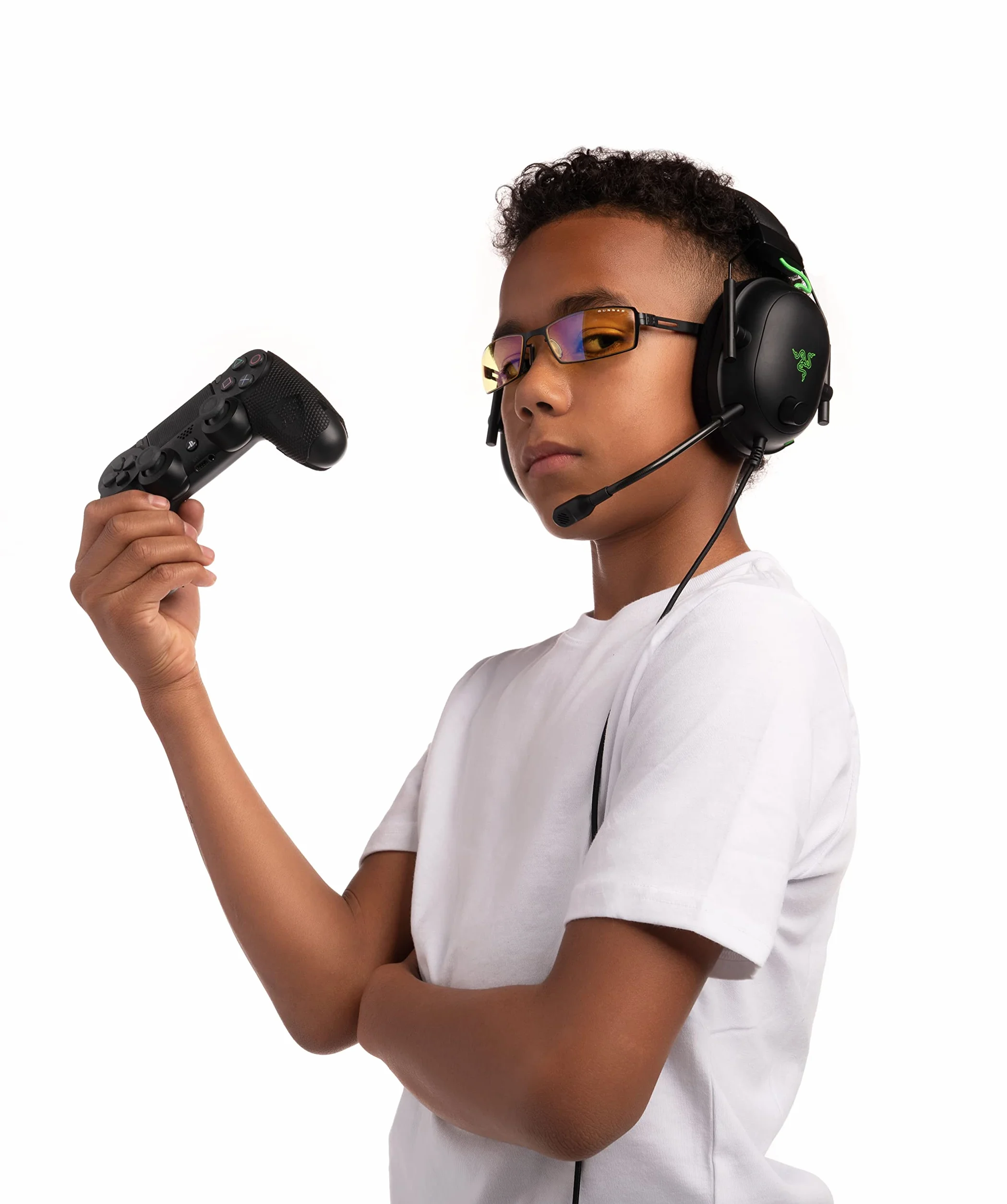 GUNNAR Okulary z Filtrem Światła Niebieskiego Razer FPS Mini Onyx Acid Frame Amber Tint 65% Ochrona Gaming Glasses