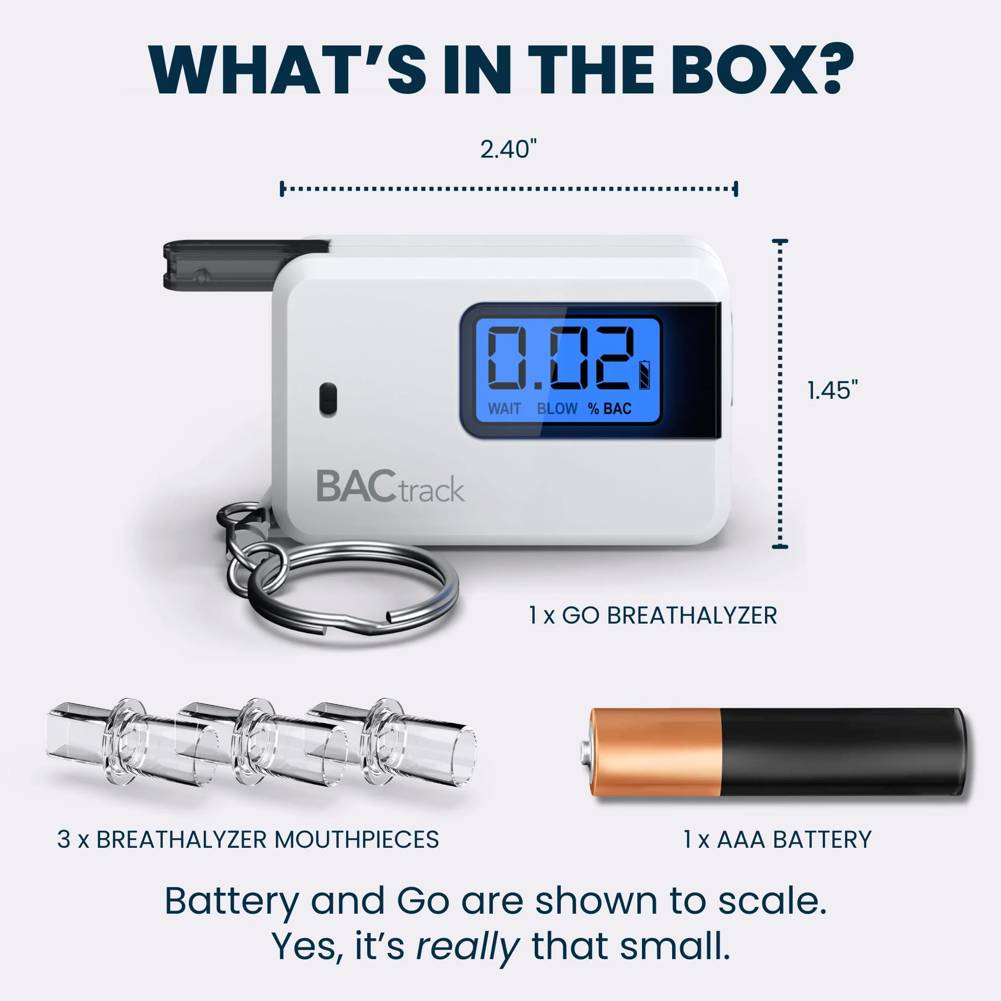 BACtrack Keychain Go Alkomat kieszonkowy tester stężenia alkoholu biały