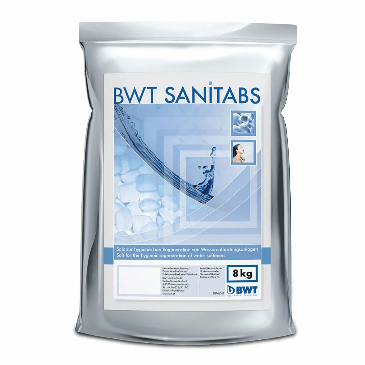 BWT Sanitabs sól regenerująca z efektem higienicznym do zmiękczacza wody AQA 8 kg