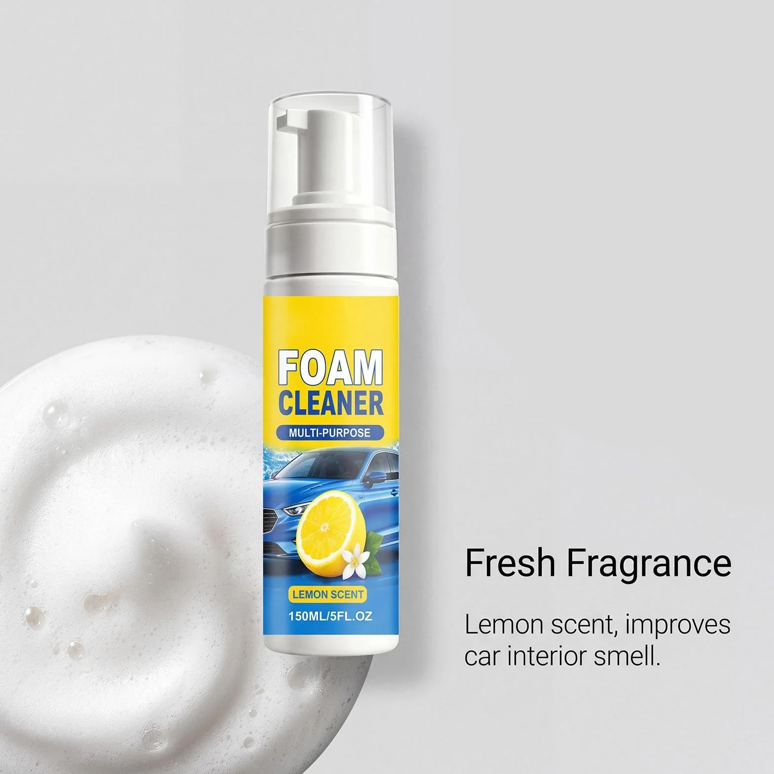 Multi Purpose Foam Cleaner, Upholstery Cleaning Spray 150 ml, All Deep Foam for Bathroom Kitchen Car Interior Countertop Toilet Furniture Use, Strong Stain Removal, Home Care Cleaning Solution
