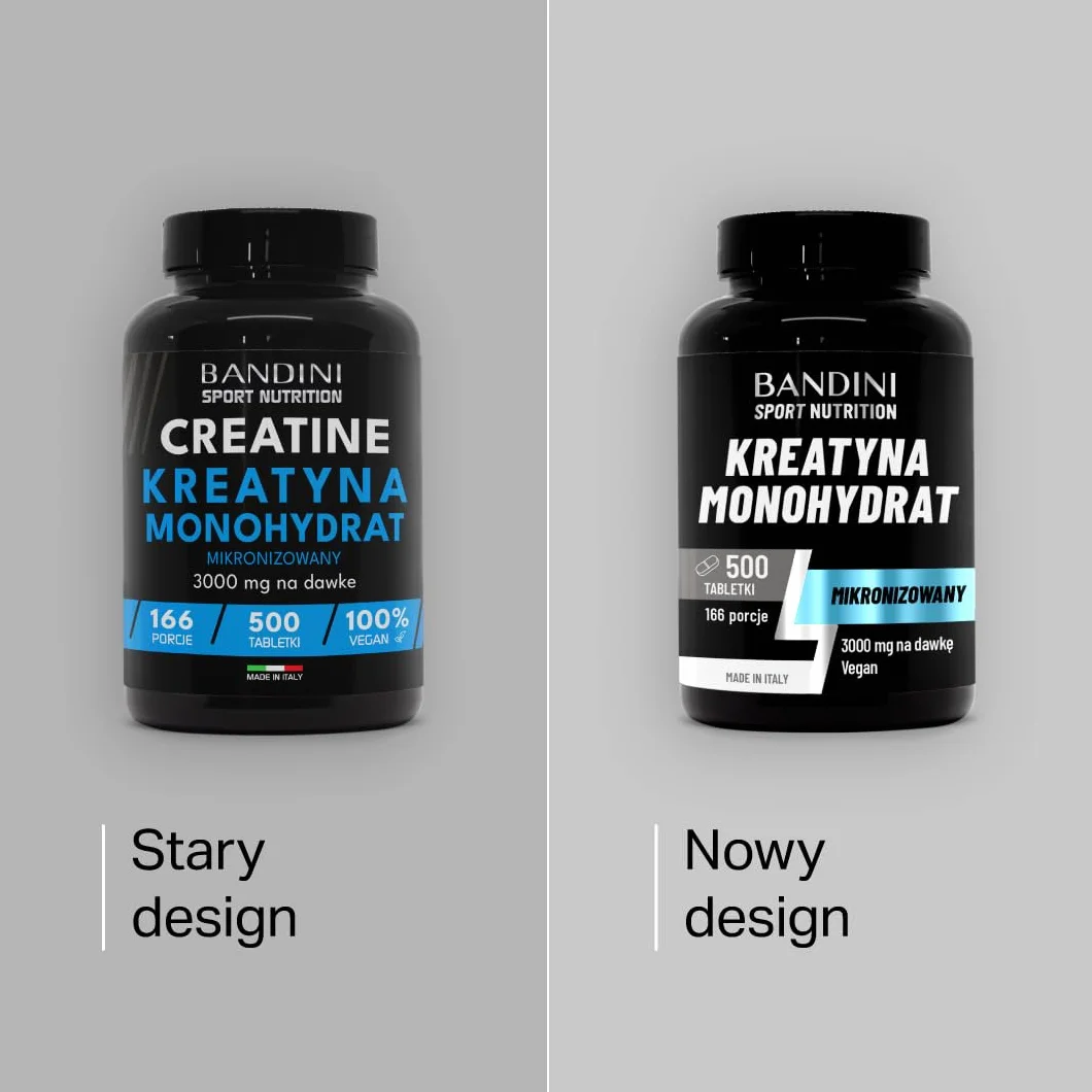 Bandini® Mikronizowany Monohydrat Kreatyny 500 tabletek po 3000mg w dawce - Suplement na treningi, siłownię i przed treningiem - 100% Wegańskie - Na bazie 100% czystego Monohydratu Kreatyny
