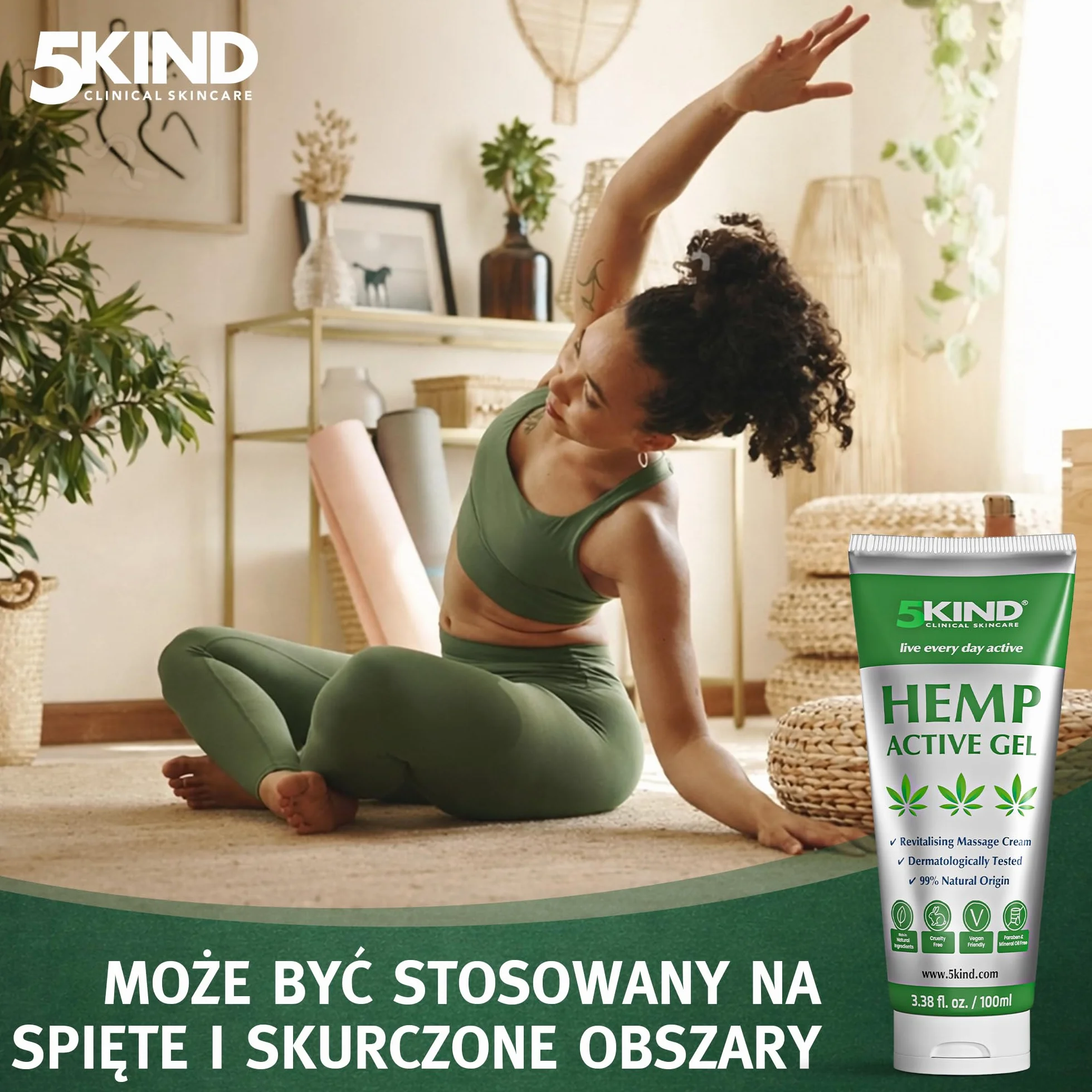 5kind uspokajający aktywny żel konopny do mięśni i stawów – bardzo skuteczna, uspokajająca formuła z olejkiem konopi i naturalnymi ekstraktami, uspokaja stopy, kolana, plecy, ramiona 100ml