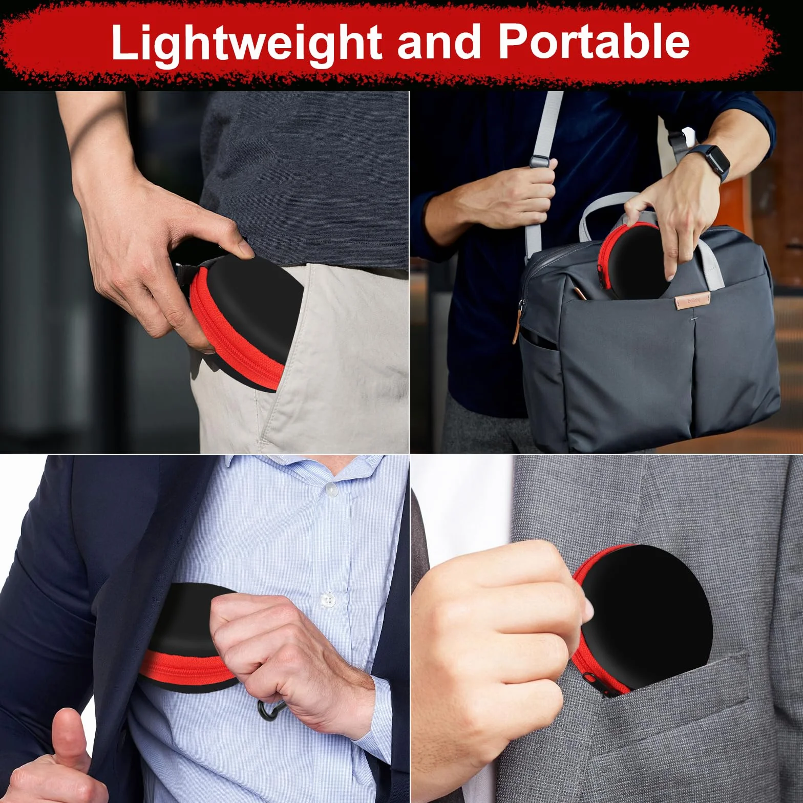 Popielniczka kieszonkowa, mini przenośna popielniczka podróżna z zamkiem błyskawicznym i kółkiem na klucze, do podróży, na wędrówki, kemping, akcesoria (czerwona)