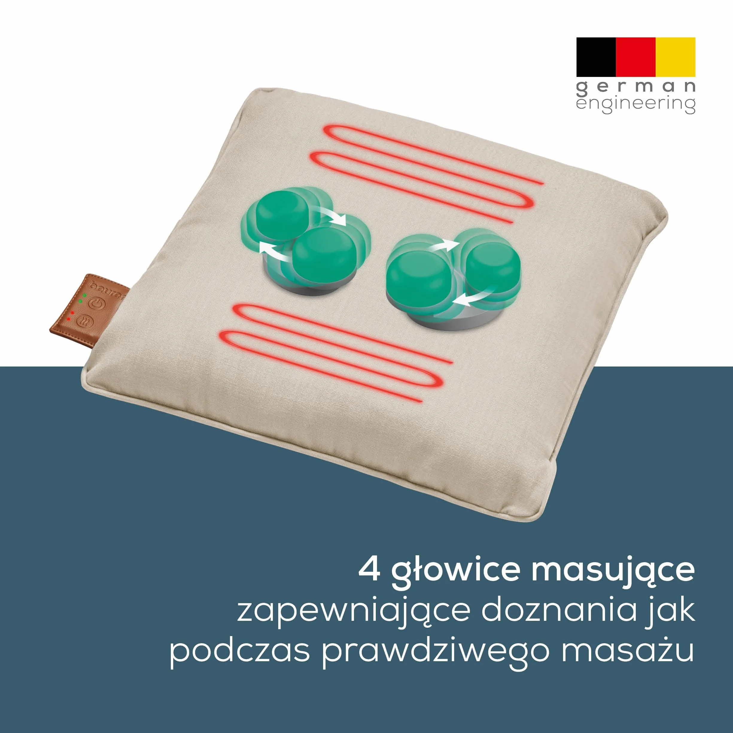 Beurer MG 139 akumulatorowa poduszka do masażu Shiatsu z funkcją ogrzewania, bezprzewodowa