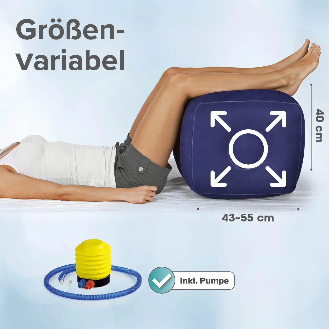 VITALmaxx Nadmuchiwana kostka krążka międzykręgowego 50 x 40 x 35 cm, do odciążenia krążków międzykręgowych | łóżko do relaksu pleców | blok do jogi do rozluźnienia mięśni pleców | w zestawie pompka