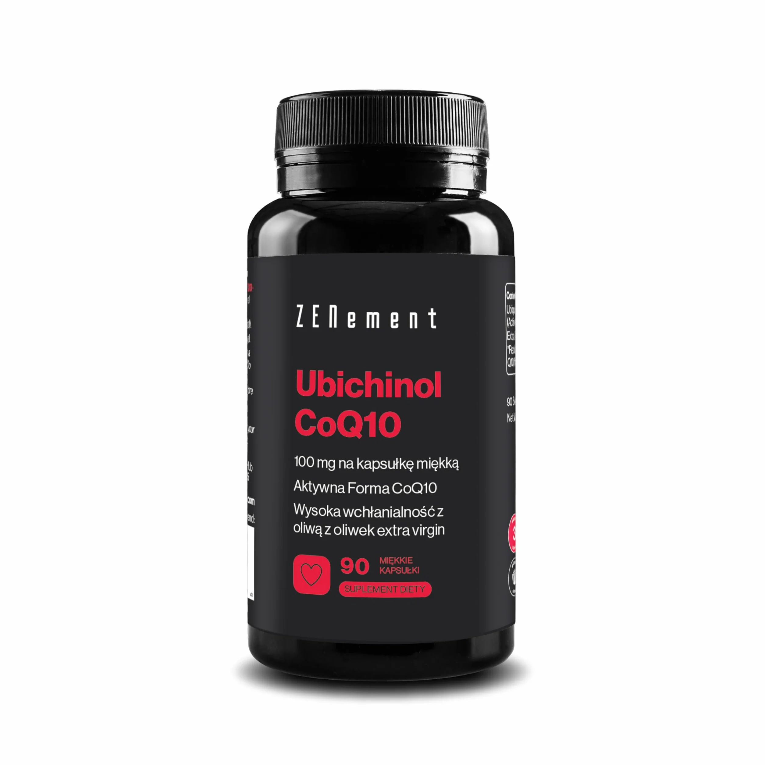 Ubichinol 100mg – Aktywna CoQ10 z Oliwą z Oliwek Extra Virgin – 90 Kapsułek Miękkich – Zenement