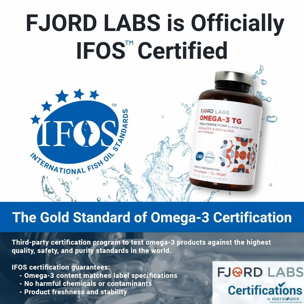 Omega-3 TG | Forma trójglicerydów | Certyfikat IFOS | 900mg EPA i 600mg DHA w 2 kapsułkach | 120 kapsułek