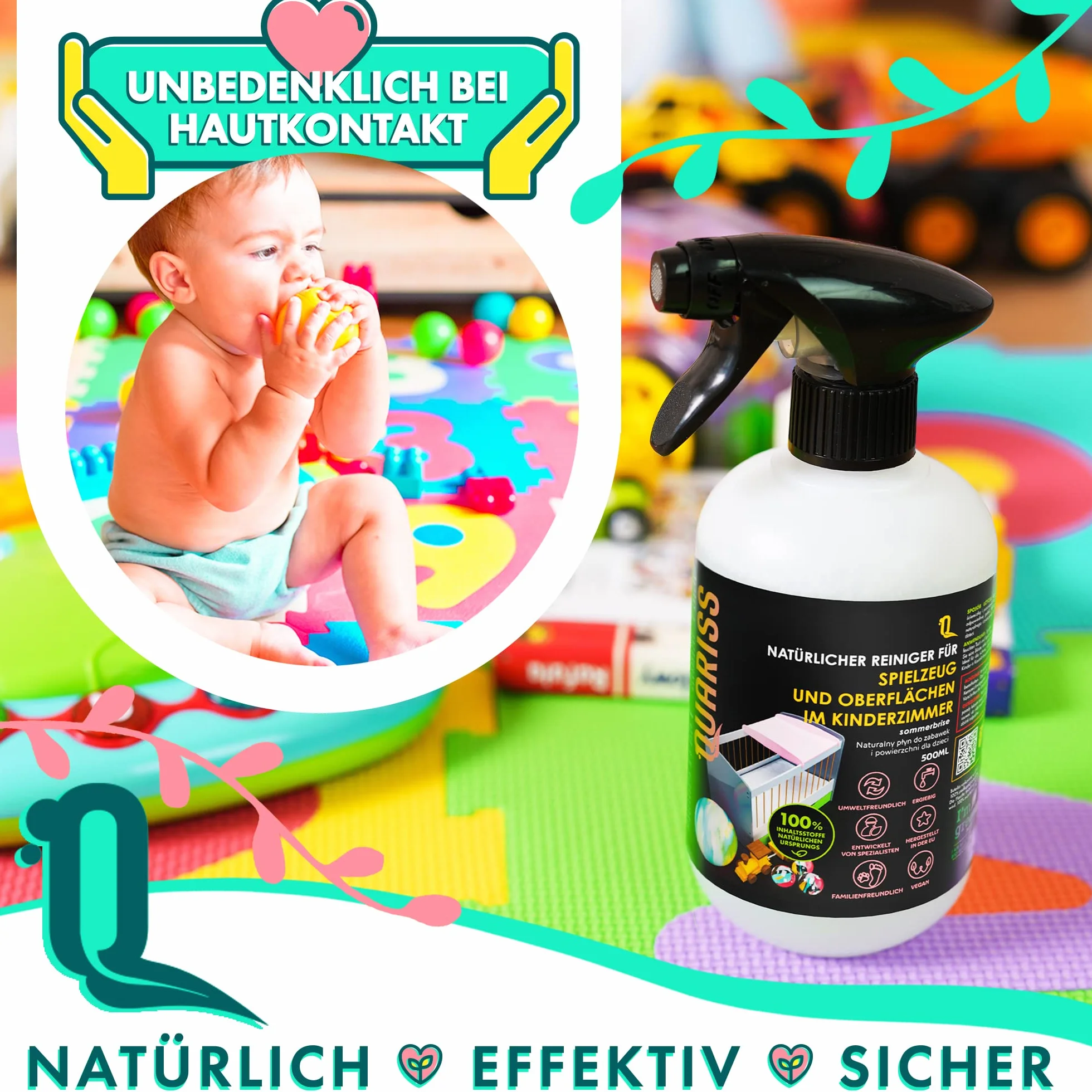 Naturalny środek czyszczący dla dzieci 500 ml spray higieniczny wegański