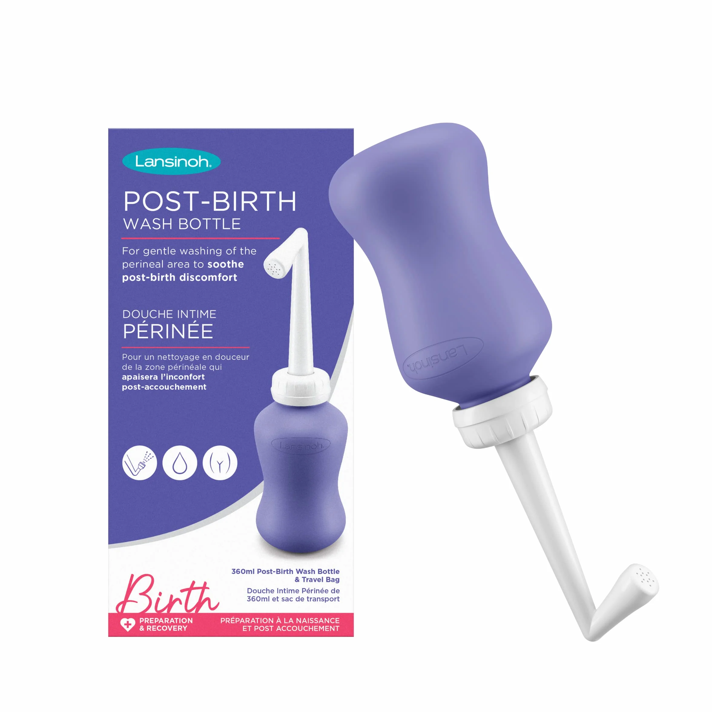 Lansinoh Post-Birth Wash Bottle 360ml – Recovery Postpartum Portable Bidet Travel Bag Hospital New Mum Essential