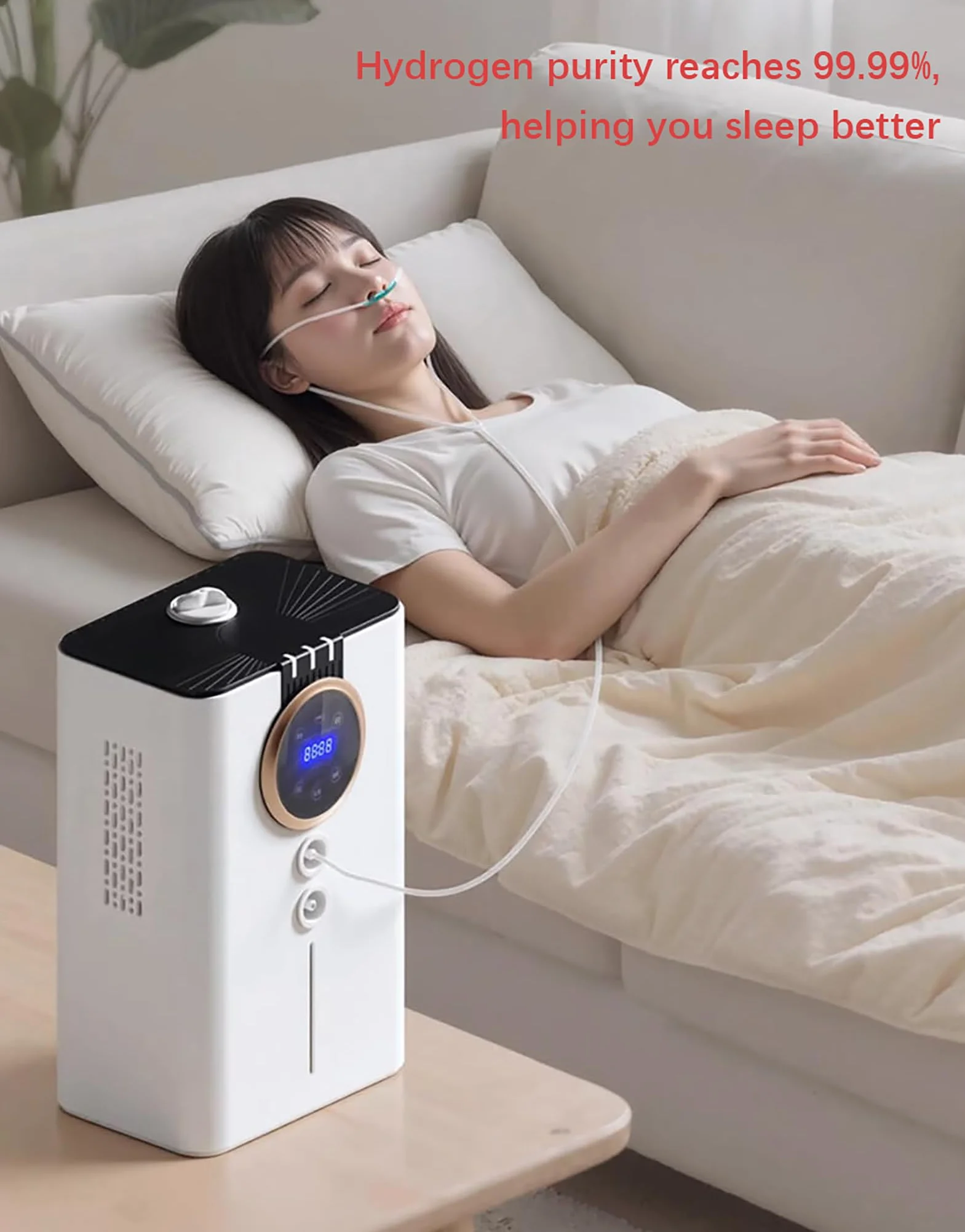 Przenośny inhalator wodorowy, inhalator z dwoma portami, gaz Browns o czystości 99,99%, regulowany przepływ, 6-godzinny timer, generator wody wodorowej PEM 900ml