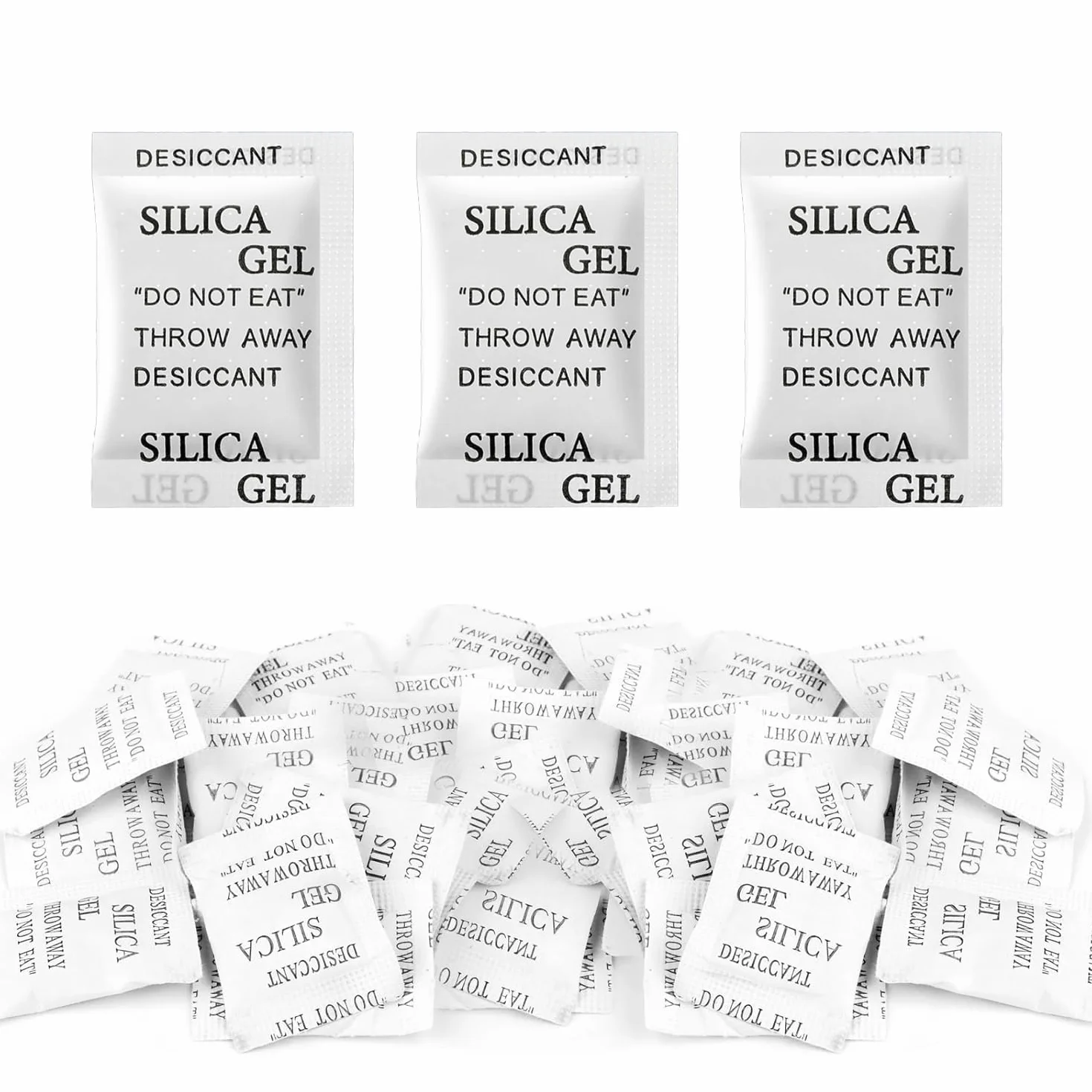 100 saszetek × 1 g żel krzemionkowy osuszający wielokrotnego użytku, odporny na pleśń, pochłaniacz wilgoci, bez chlorku kobaltu do przechowywania ubrań spożywczych