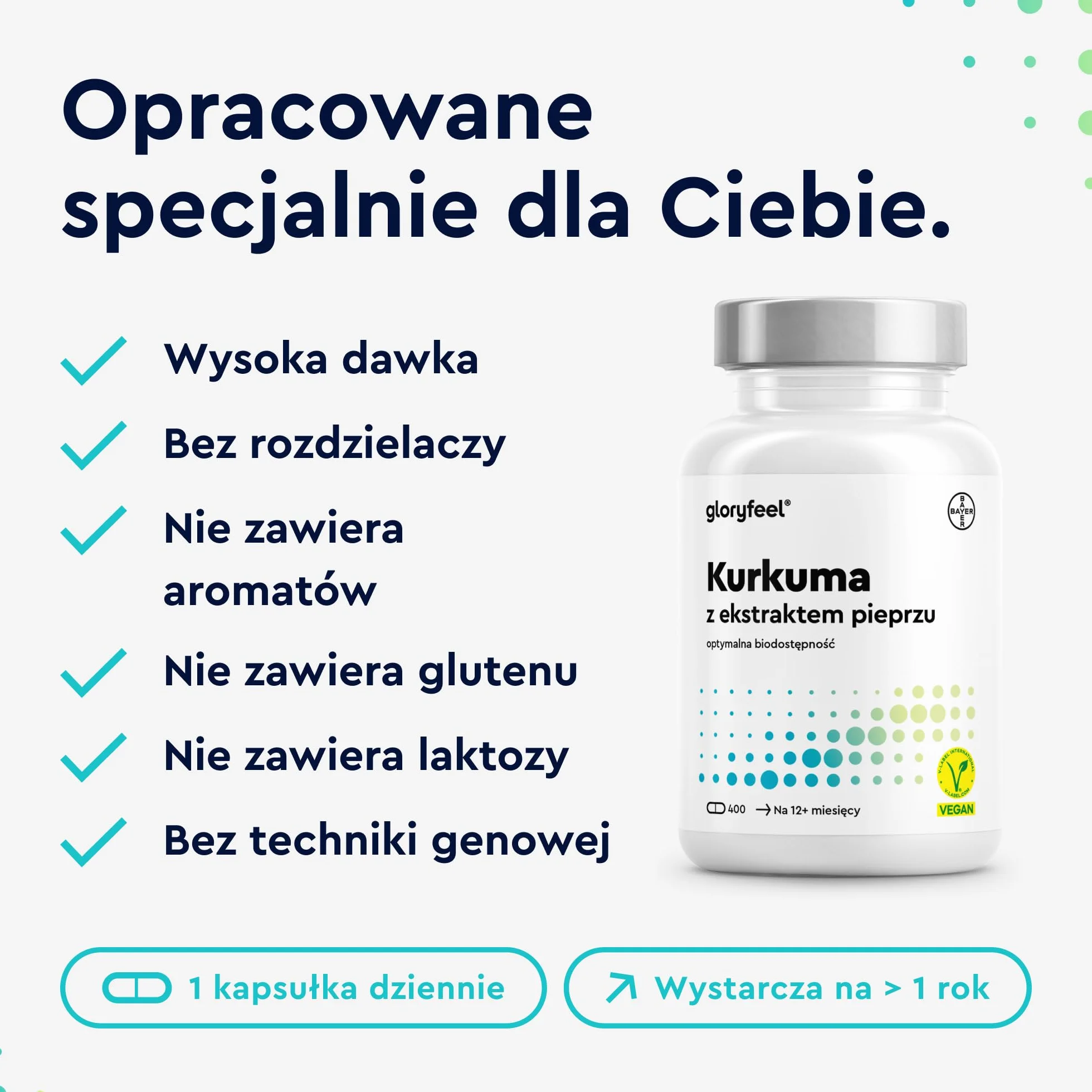 Kurkuma 400 kapsułek (13 miesięcy) - Oryginalna kurkuma w proszku z Indii - 700 mg na kapsułkę z kurkuminą i piperyną - Testowana laboratoryjnie, wegańska i wyprodukowana w Niemczech bez dodatków